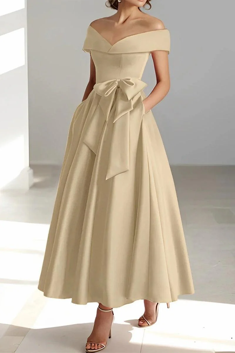 Off The Shoulder Sleeveless Ankle Length Mother Dresses CM0332