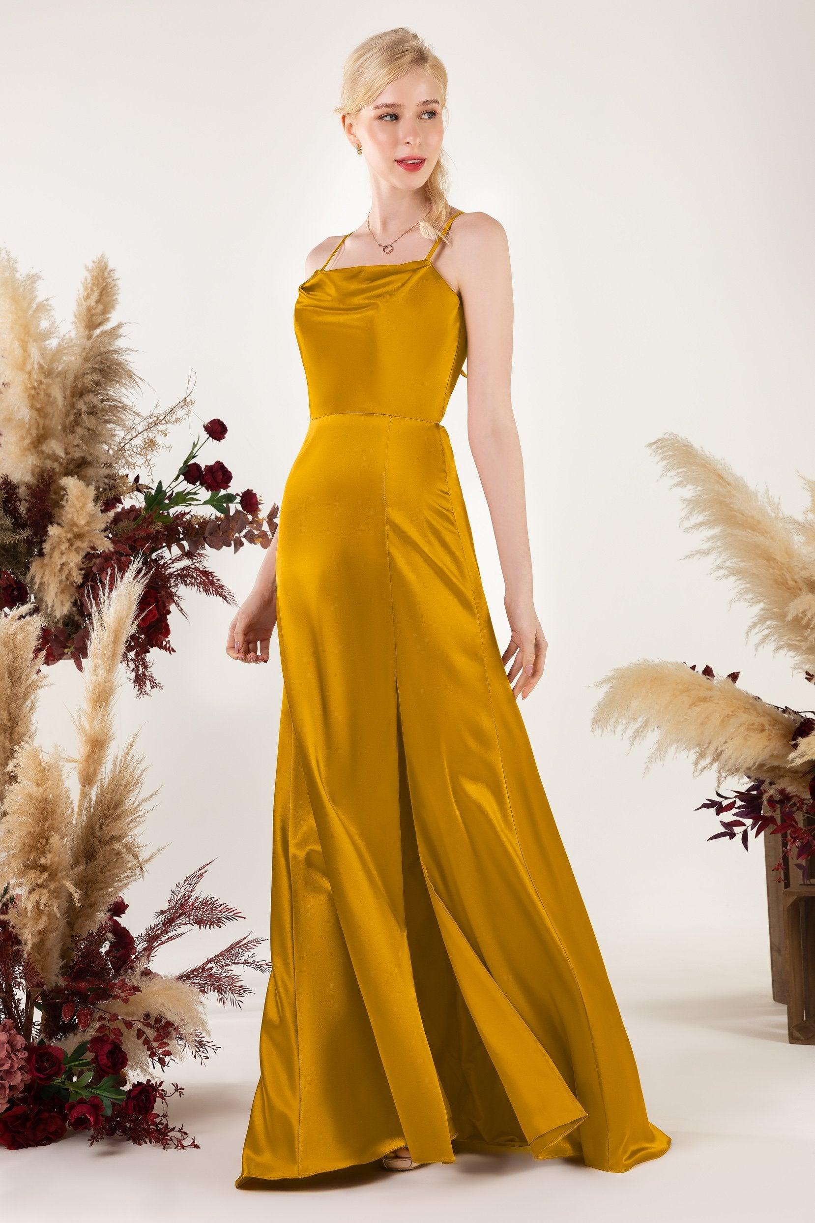 Sheath Sweep Luxe Satin Bridesmaid Dress Formal Dresses CB0498