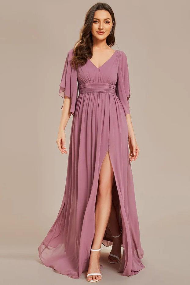 A-Line Floor Length Chiffon Bridesmaid Dress CB0694