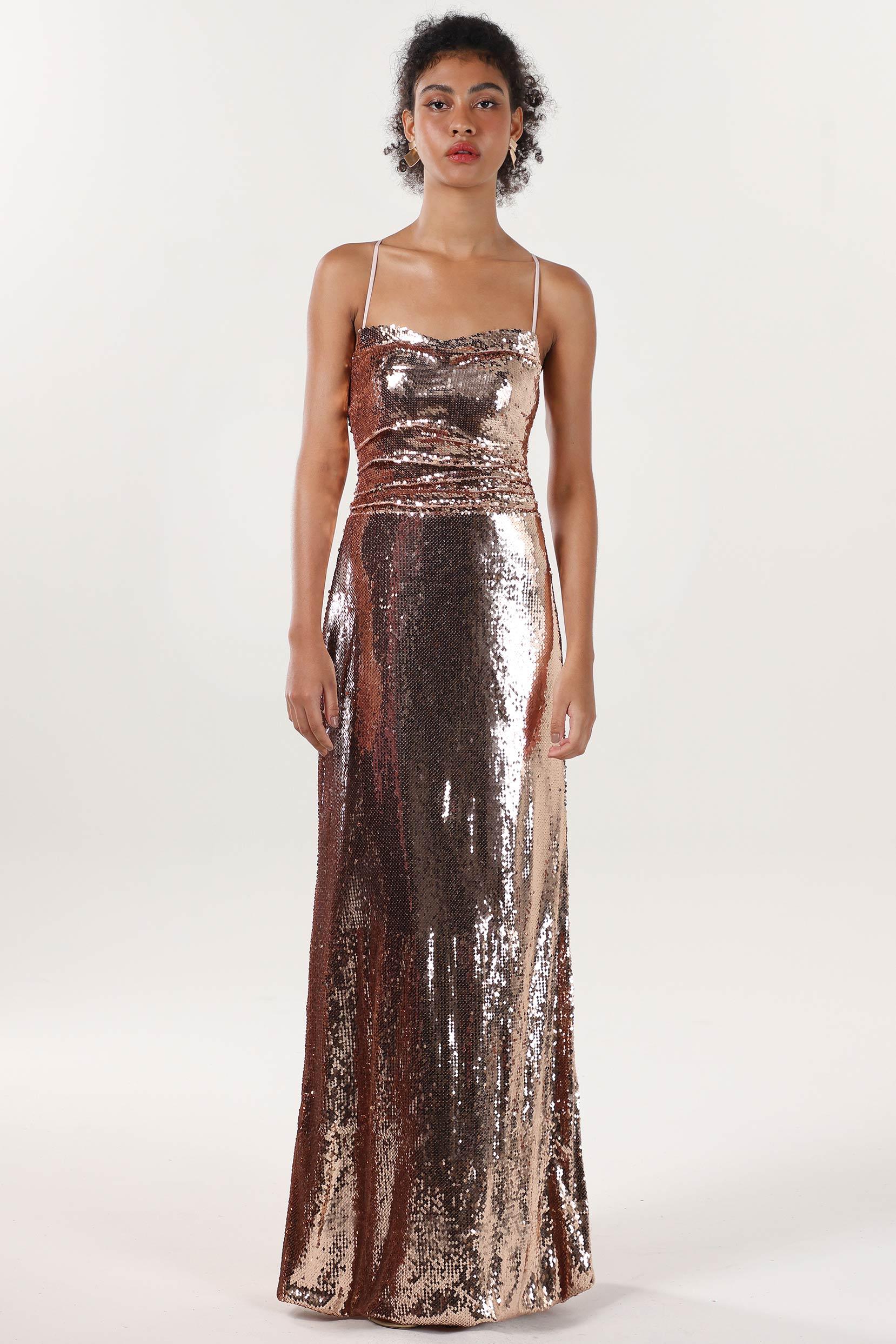 Sheath-Column Maxi Sequined Formal Dress CS0622