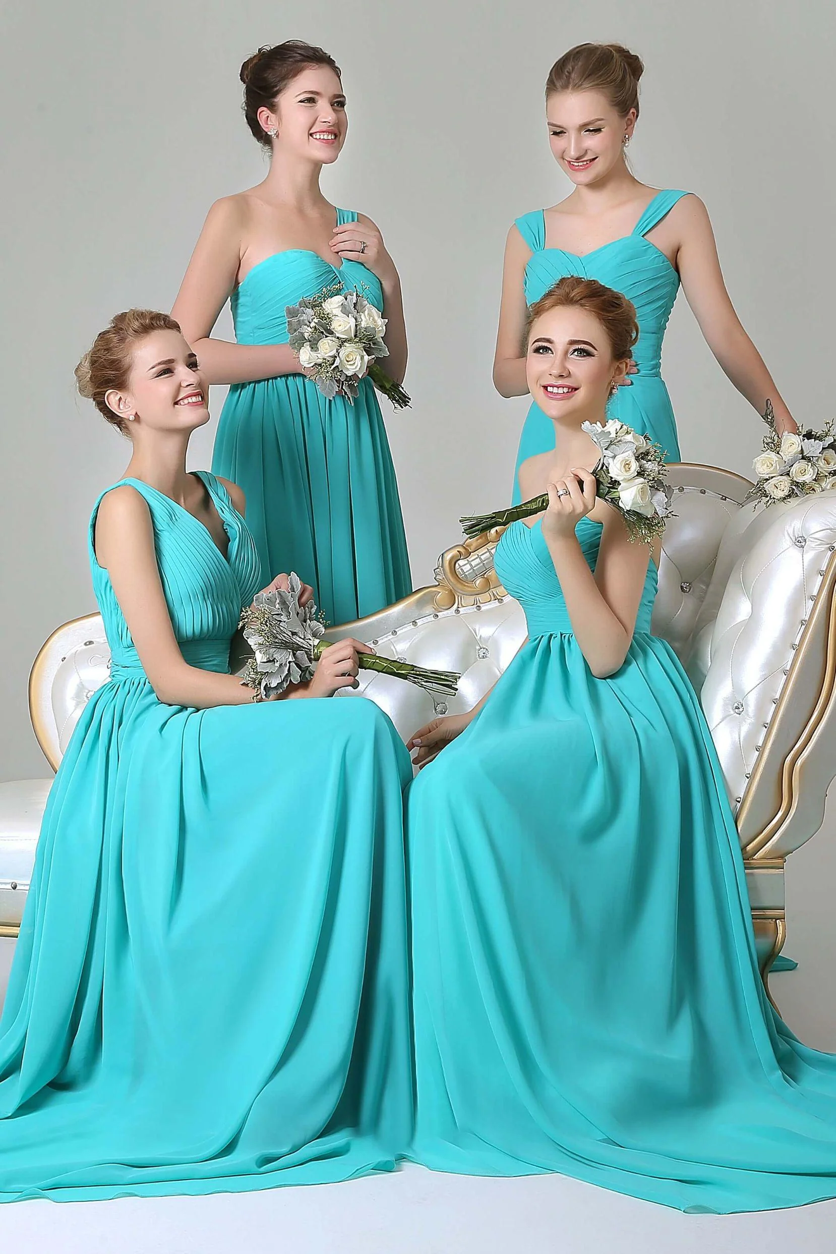 Sheath Floor Length Chiffon Bridesmaid Dress COAF1500A