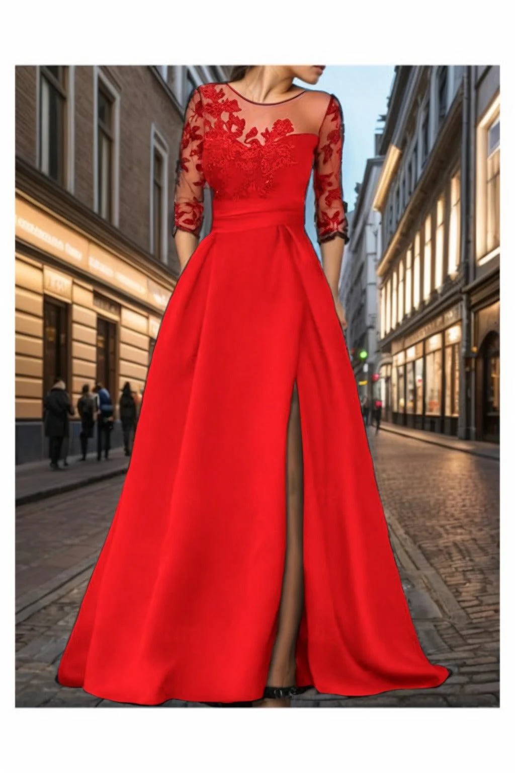 A-Line Sweep-Brush Train Silk-Like Prom Dress CS0456