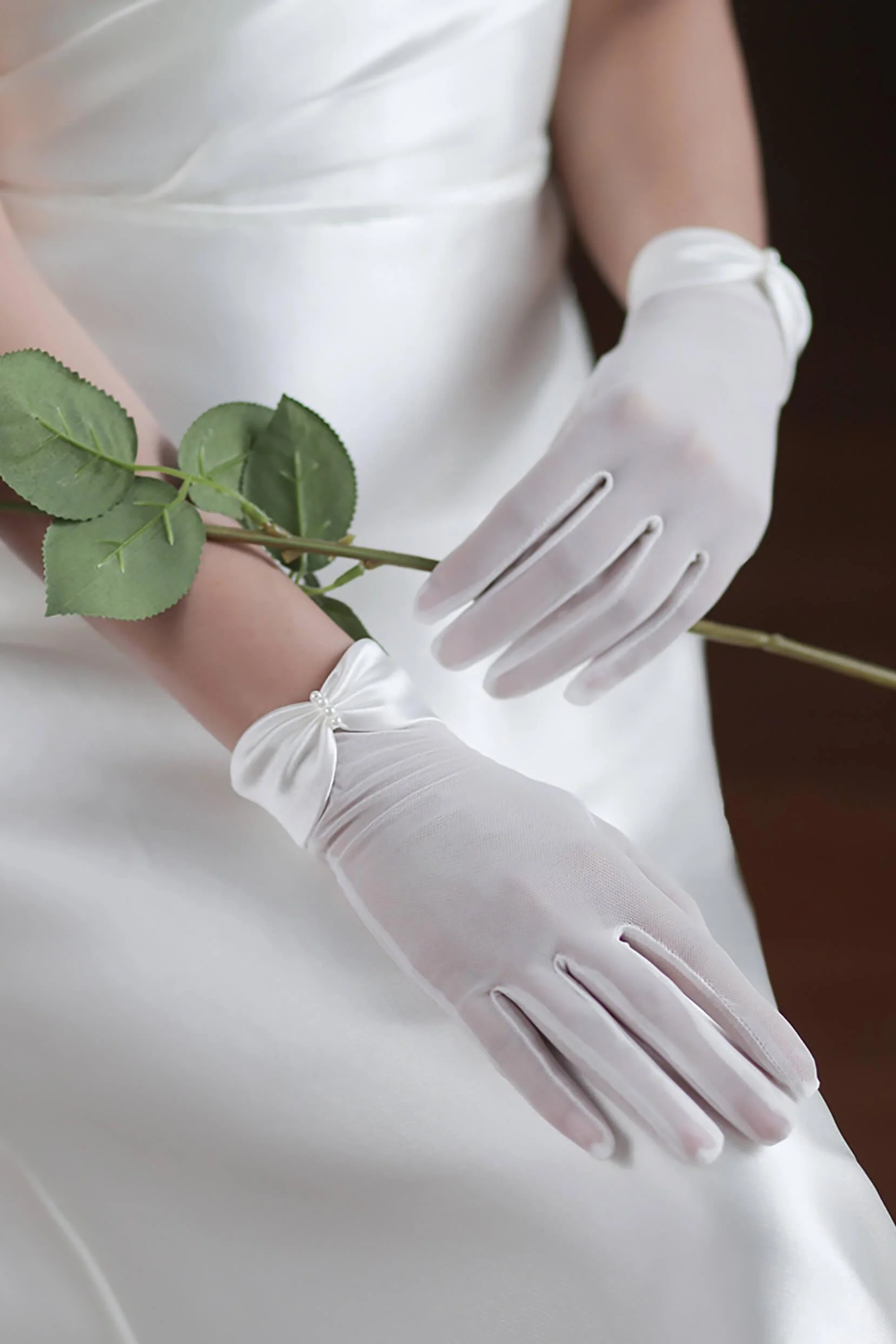 Fingertips Wrist Length Polyester Wedding Gloves CD0096
