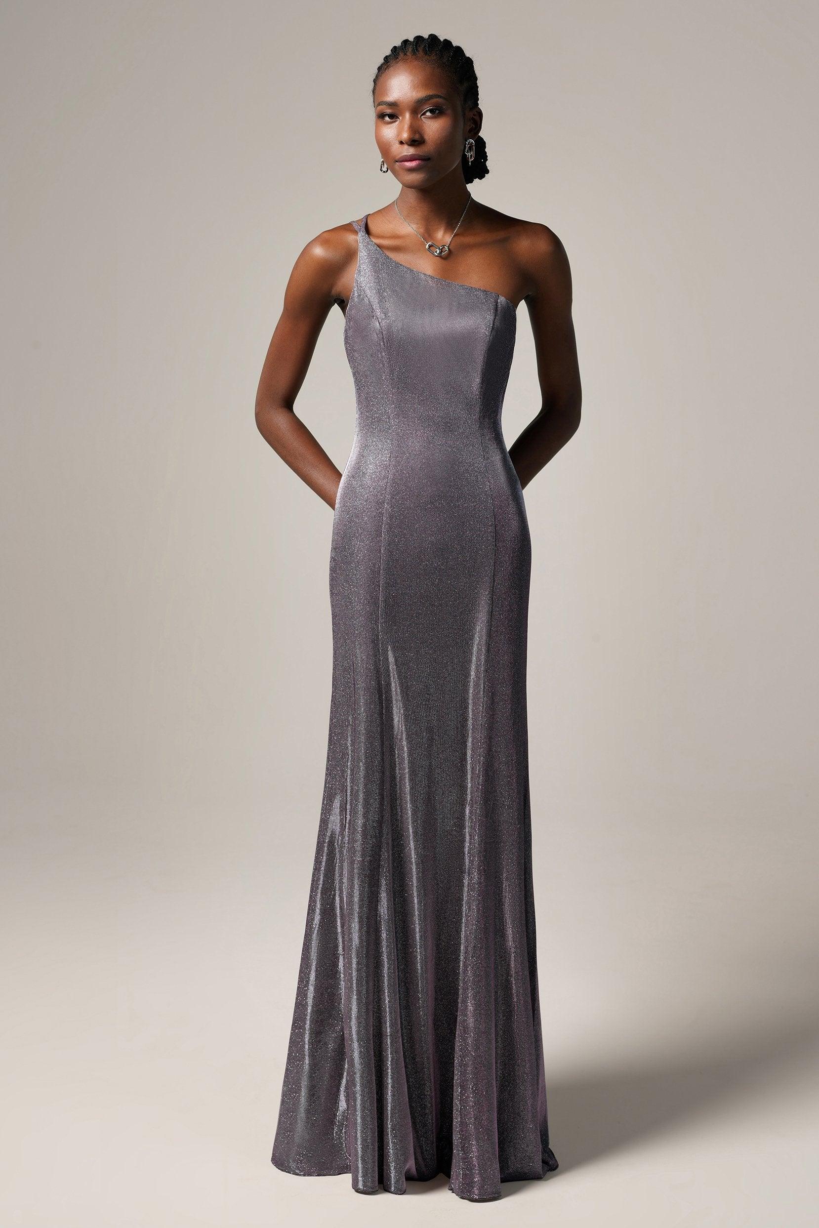 Sheath-Column Floor Length Gold Dusting Fabric Dress CS0241