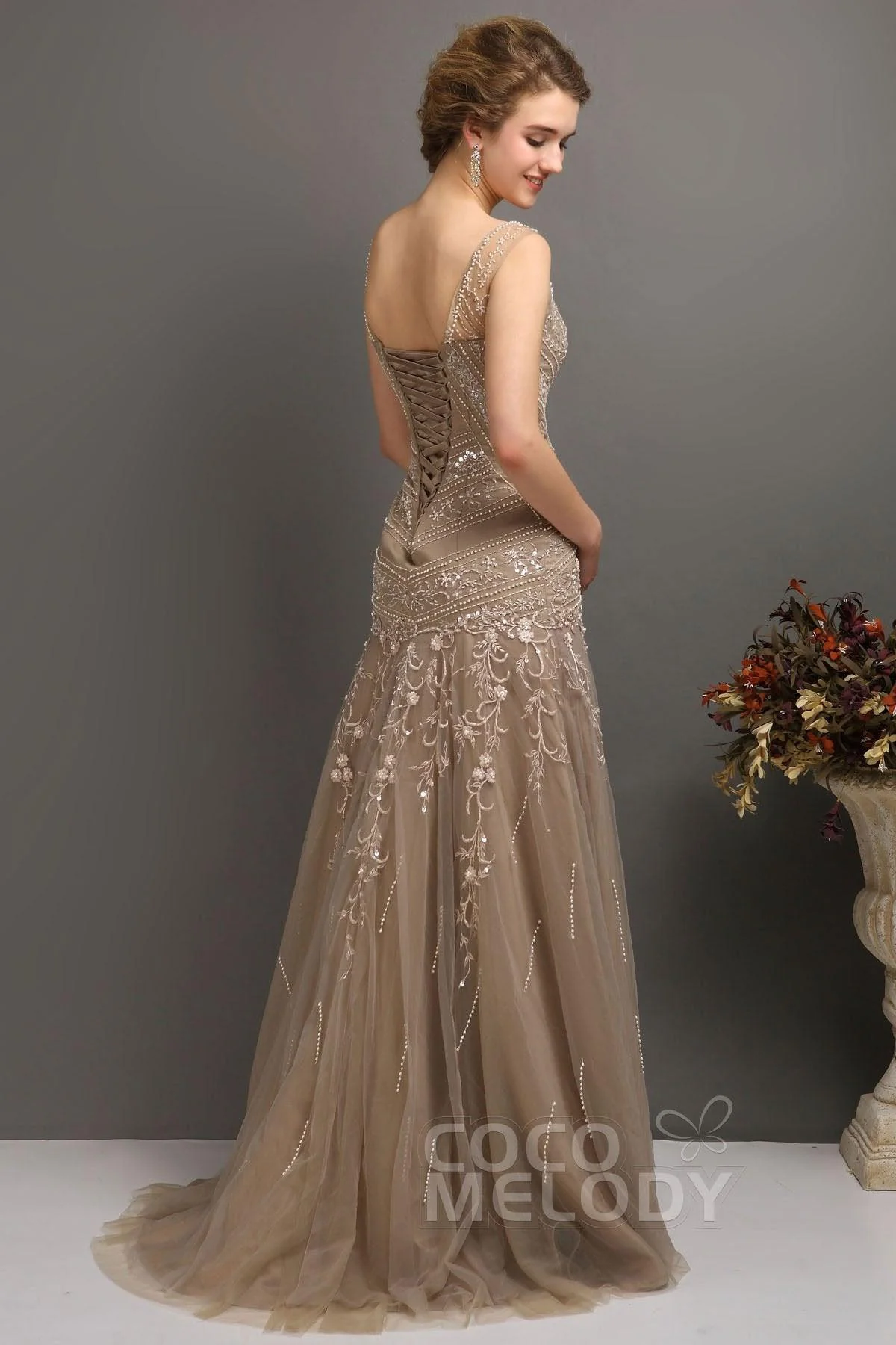 Trumpet-Mermaid Tulle Mother Of The Bride Dress COLT1300FCR