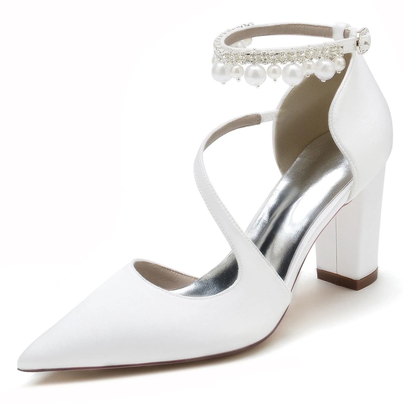 Chunky Heel 8.5cm Silk-Like Shoes CK0194