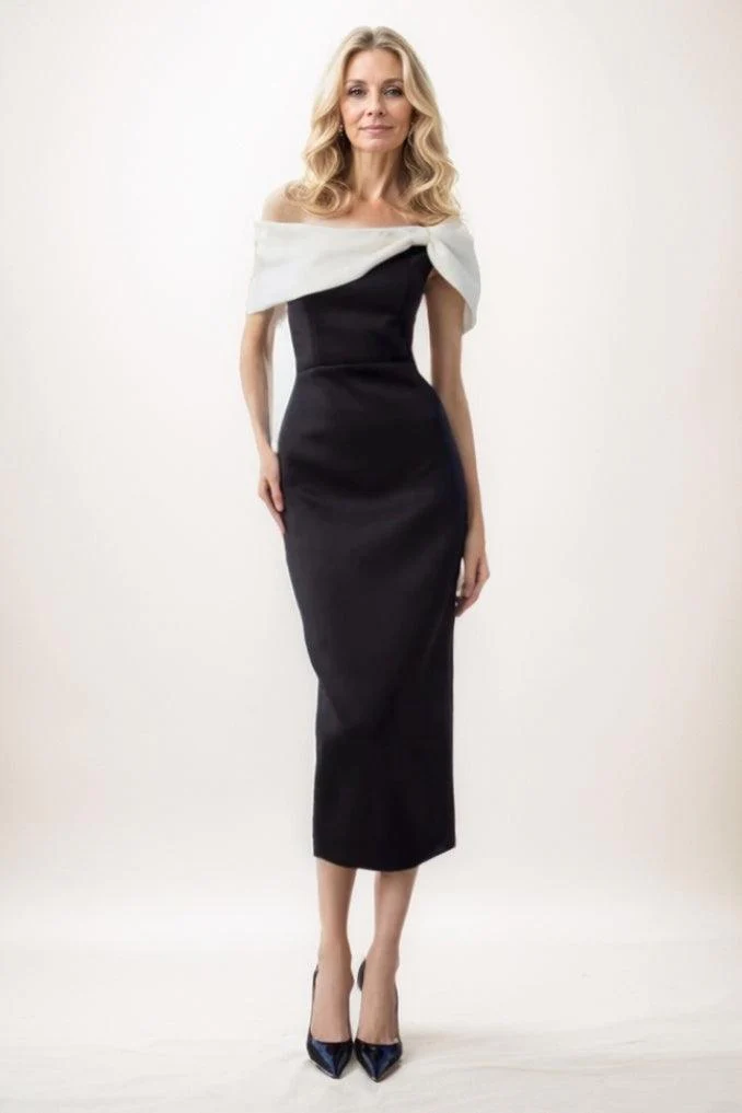 Sheath Midi Elastic Cloth Mother Of The Bride Dress CM0292