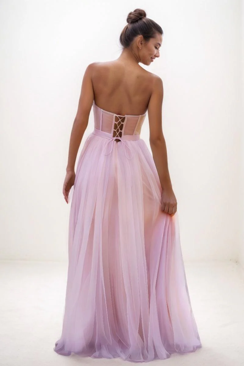 Sweetheart A-Line Floor-Length Tulle Prom Dresses CS0741