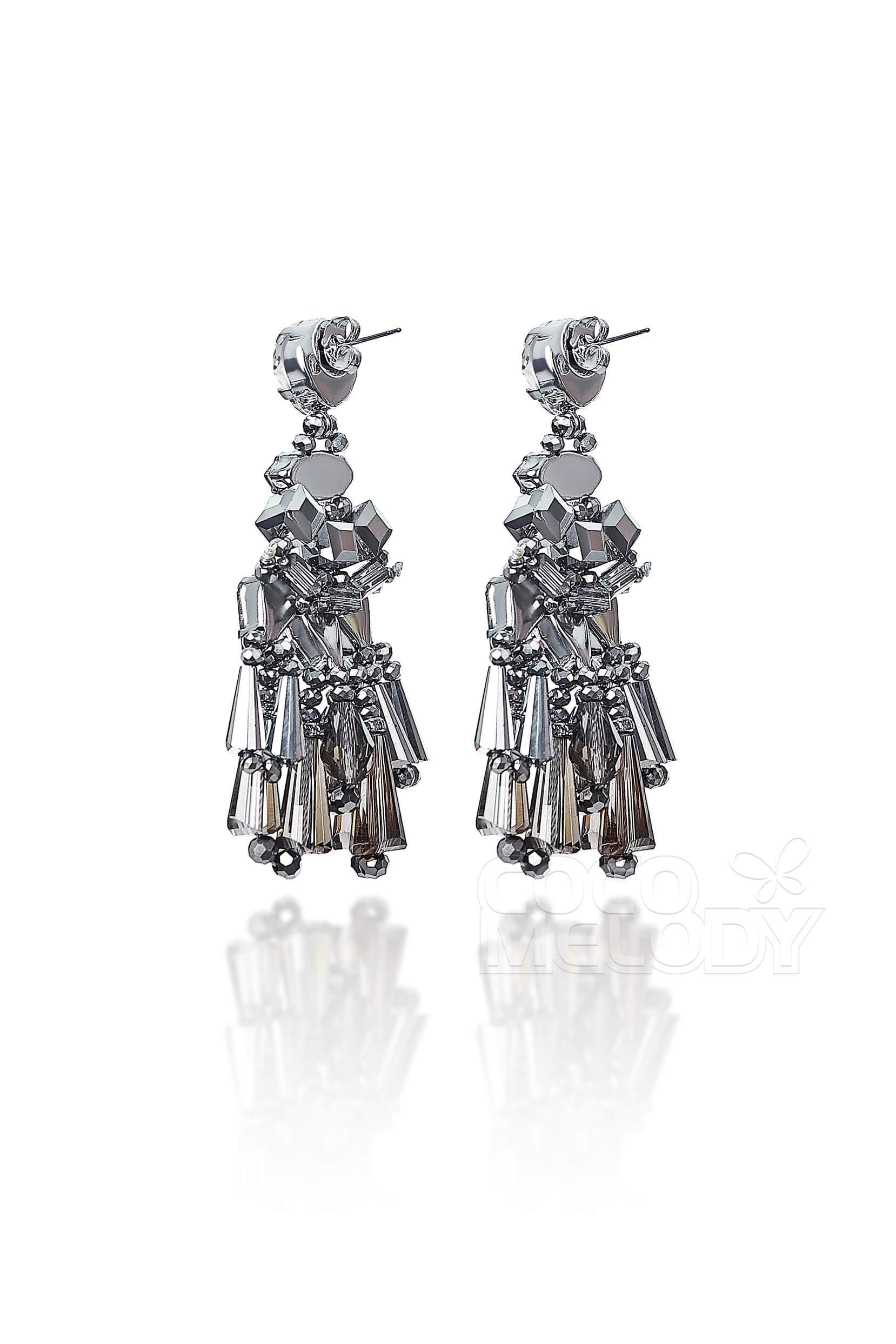 Modern Alloy Wedding Earrings with Jewel HG18017