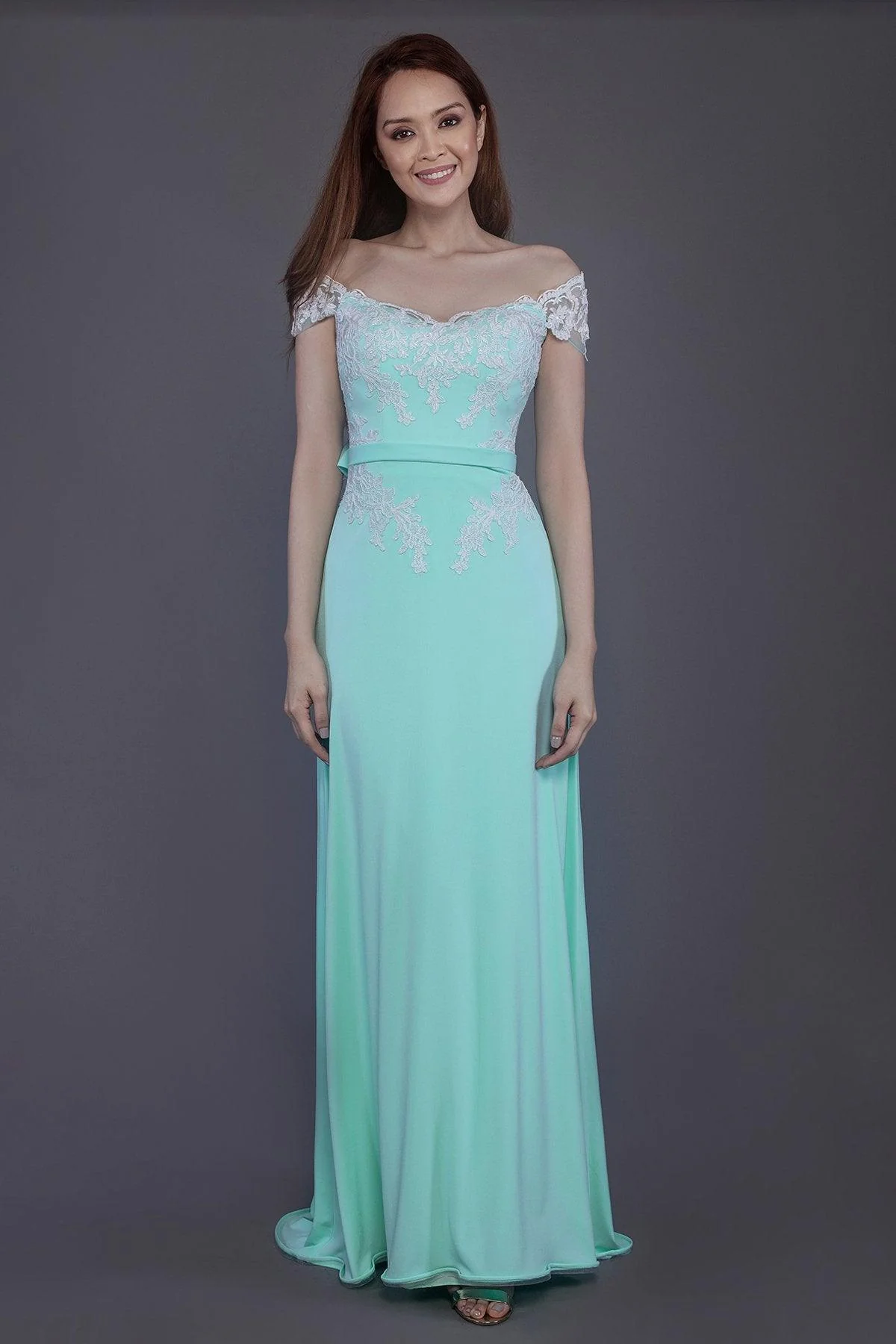 Sheath Sweep Train Knitted Fabric Bridesmaid Dress PR3563