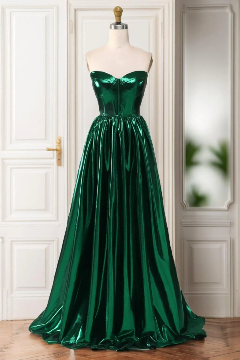 A-Line Sweep-Brush Train Hot Stamping Cloth Prom Dress CS0446