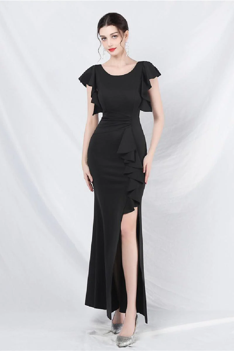 Sheath-Column Ankle Length Stretch Satin Cocktail Dress 787169199492