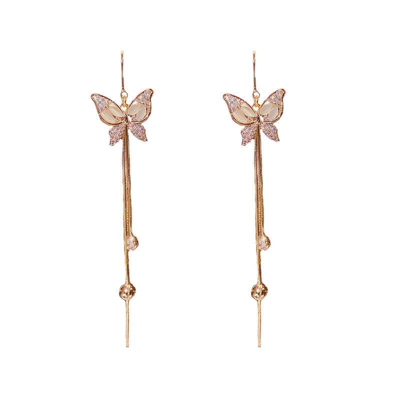 Zircon butterfly fringe earrings Fashion everything earrings 653045976680