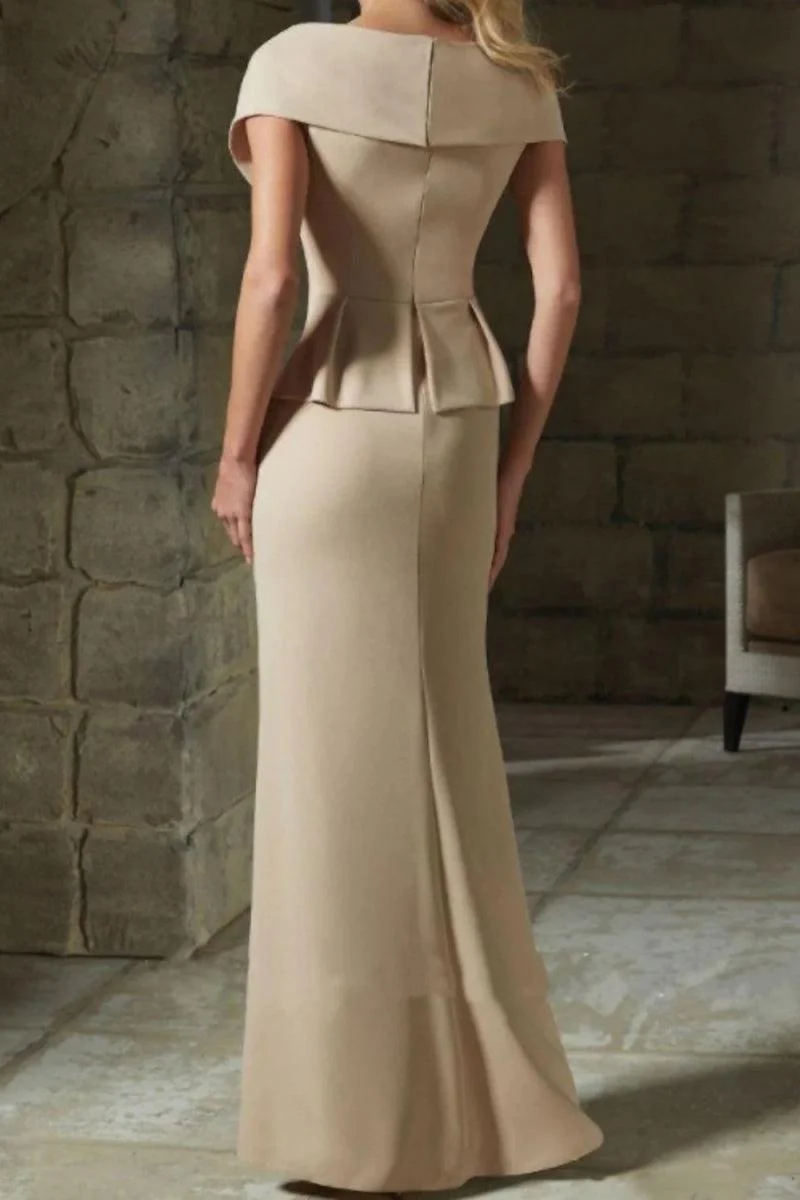 Sheath Column V Neck Mother of the Bride Dresses with Belt CM0346