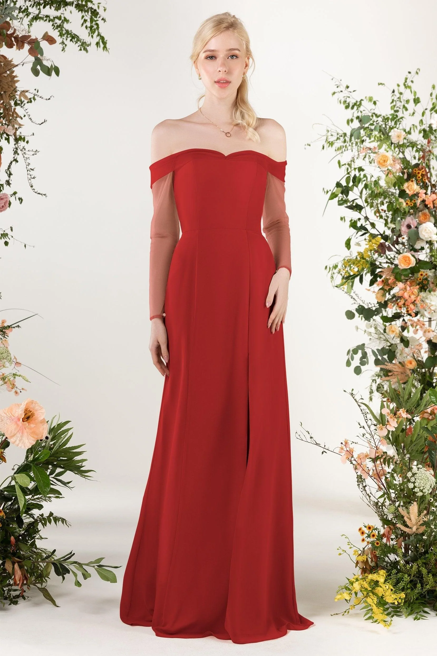 Trumpet Sweep-Brush Train Chiffon Bridesmaid Dress CB0480