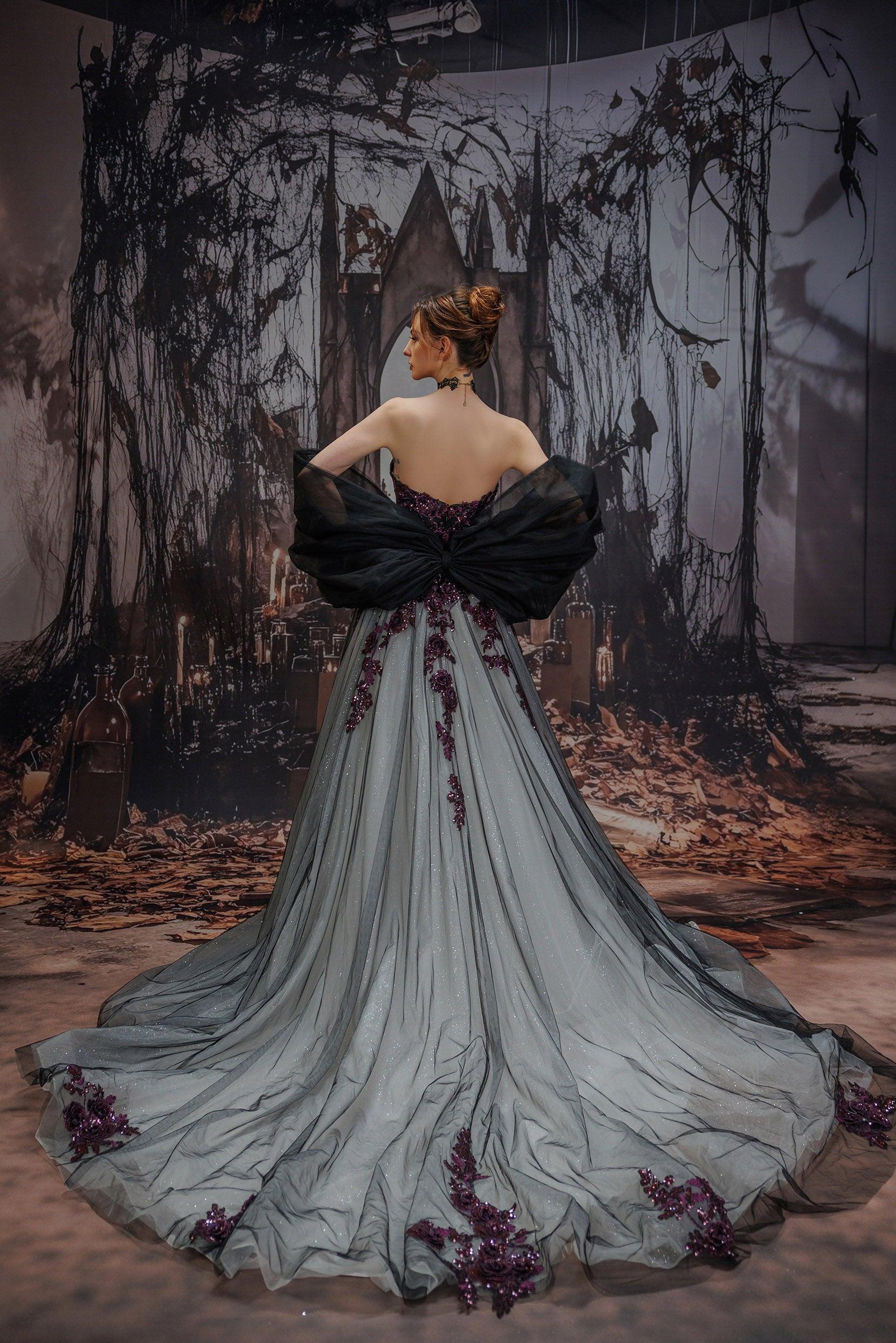 A-Line Court Train Lace Tulle Wedding Dress CW3345
