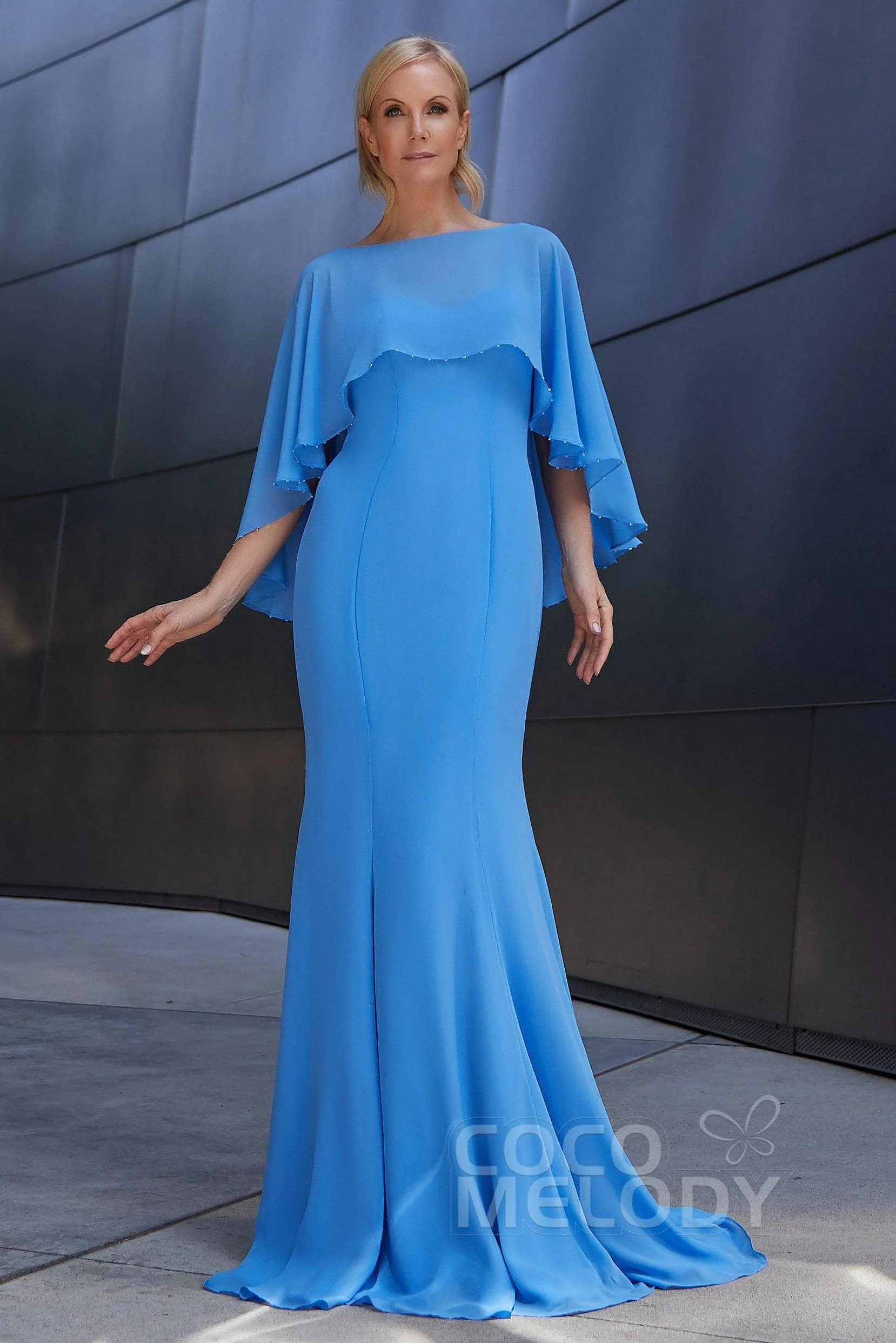 Trumpet-Mermaid Sweep-Brush Train Chiffon Dress PR3608CR