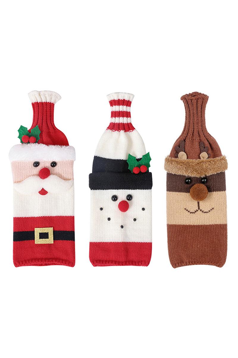 Christmas decorations wine knit bottle set holiday scene layout 644790993151