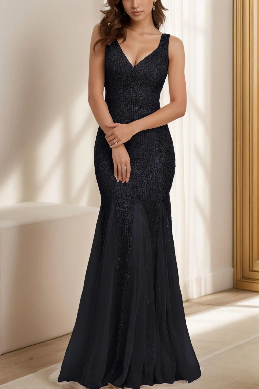 Trumpet-Mermaid Floor Length Sequined Prom Dress CS0426