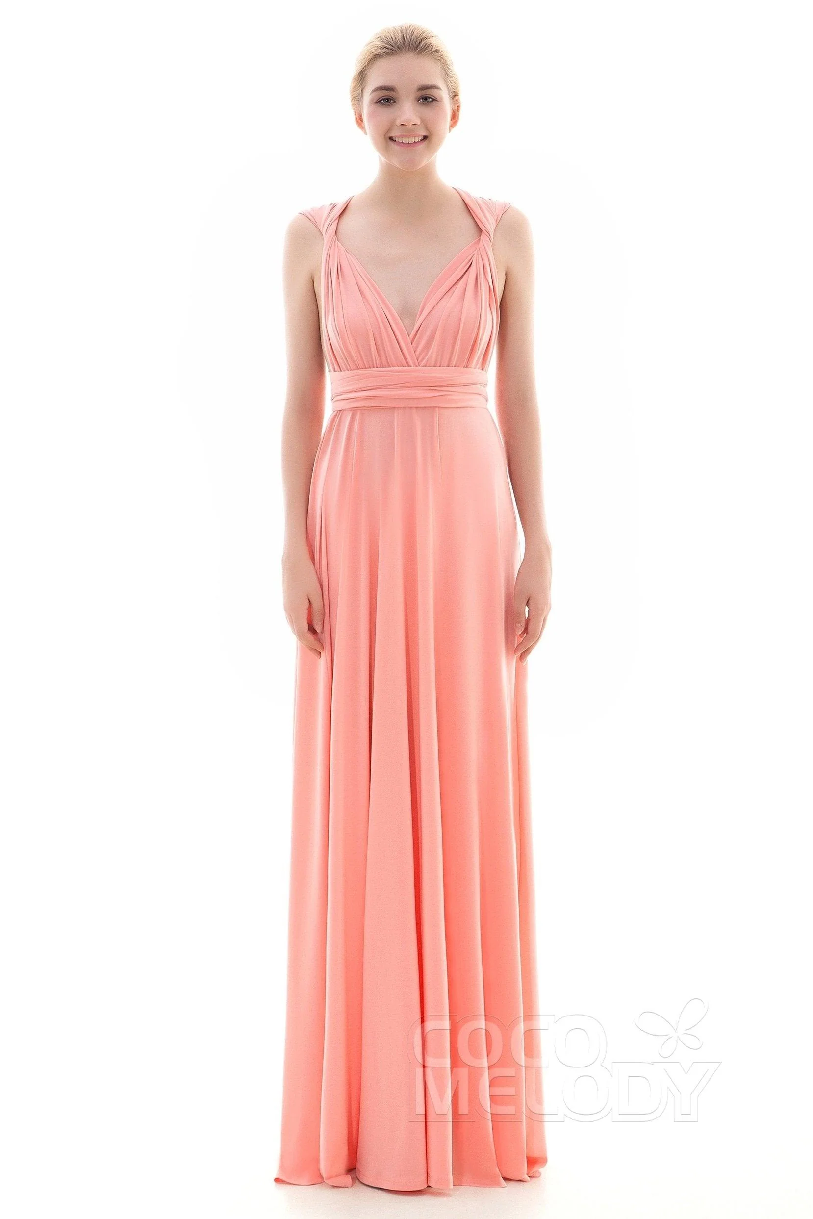 Sheath Floor Length Knitted Bridesmaid Dress COEF16001CR