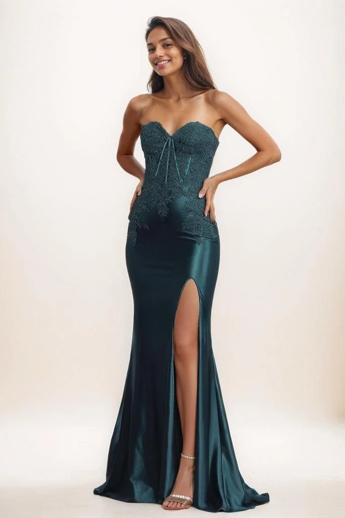 Sweetheart Lace High Split Sweep Train Prom Dresses CS0801