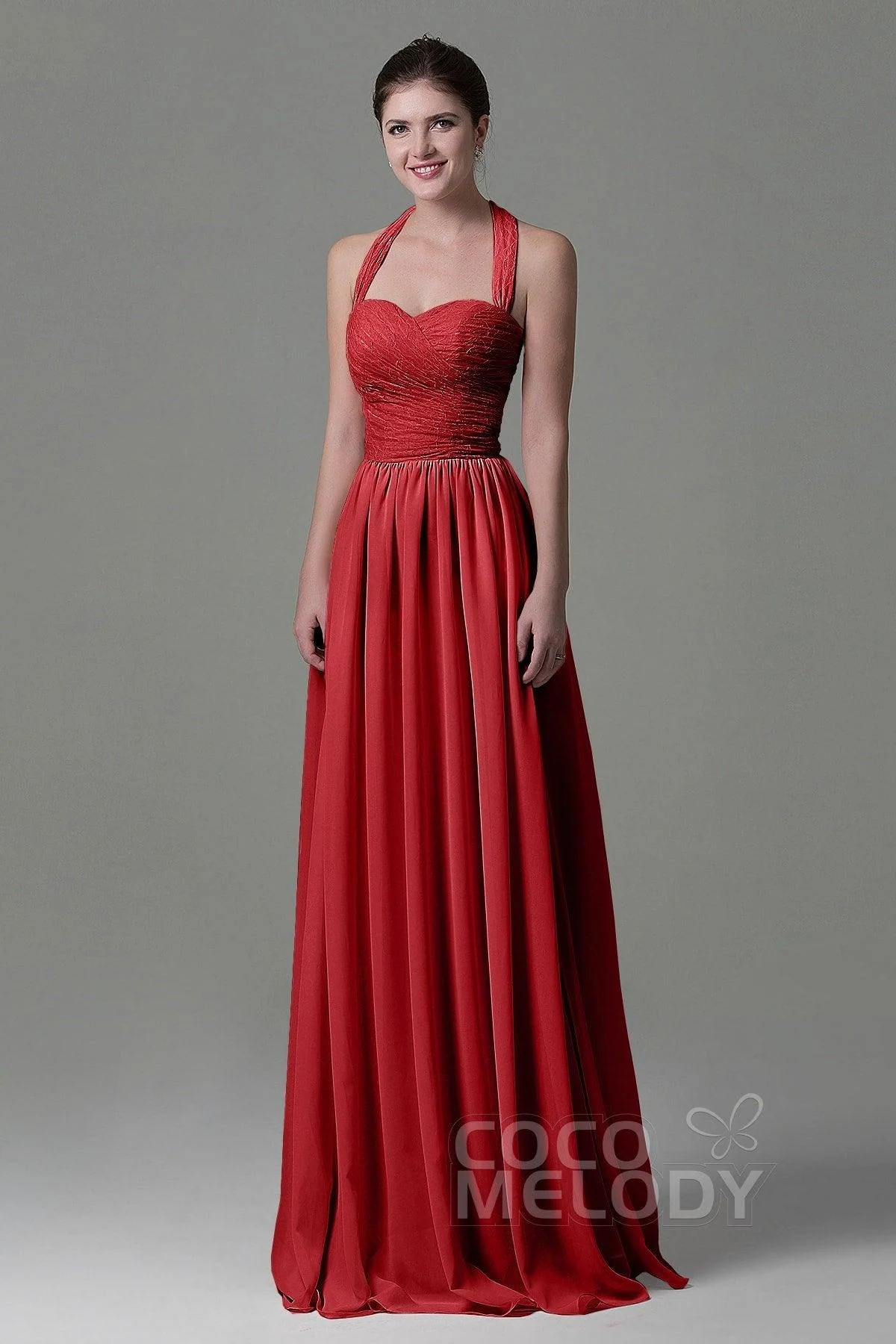 A-Line Floor Length Lace/Chiffon Bridesmaid Dress COZK16006