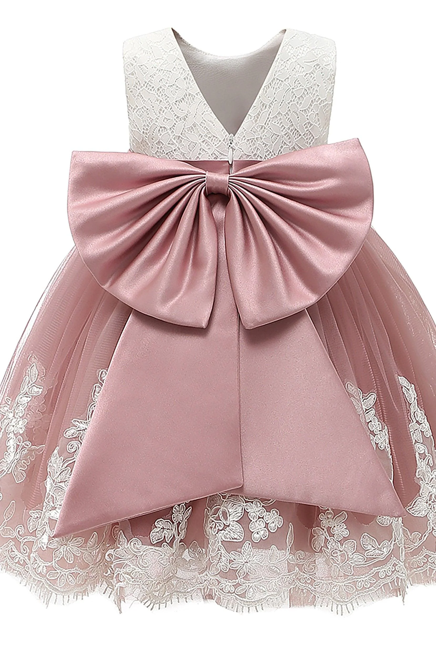 A-Line Knee Length Satin Lace Flower Girl Dress CF0340