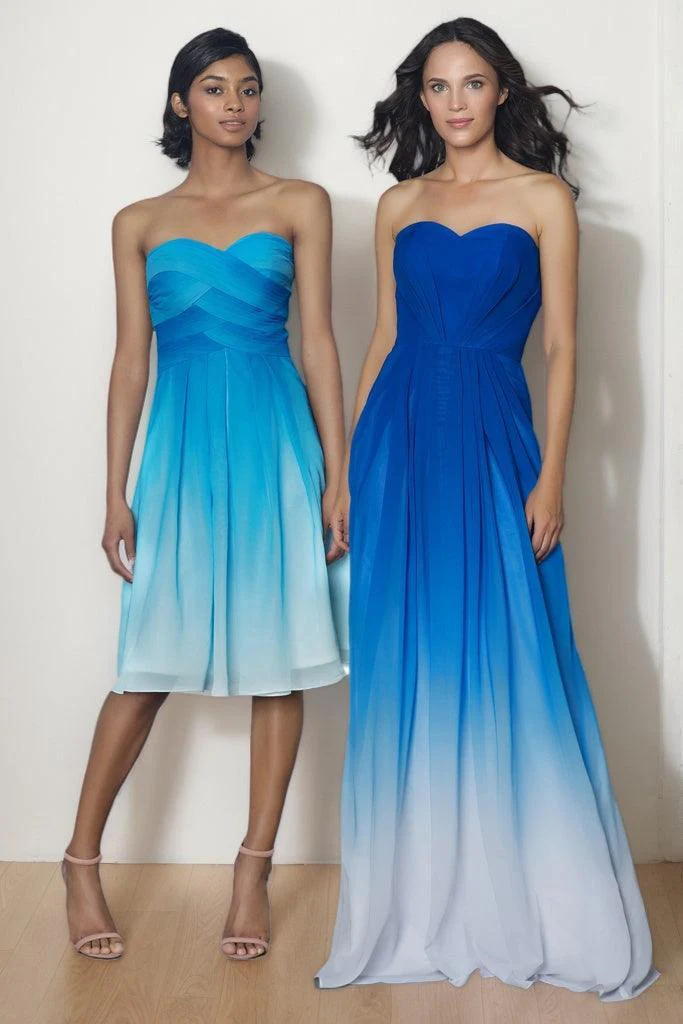A-Line Floor Length Chiffon Ombre Dress LOZF15045