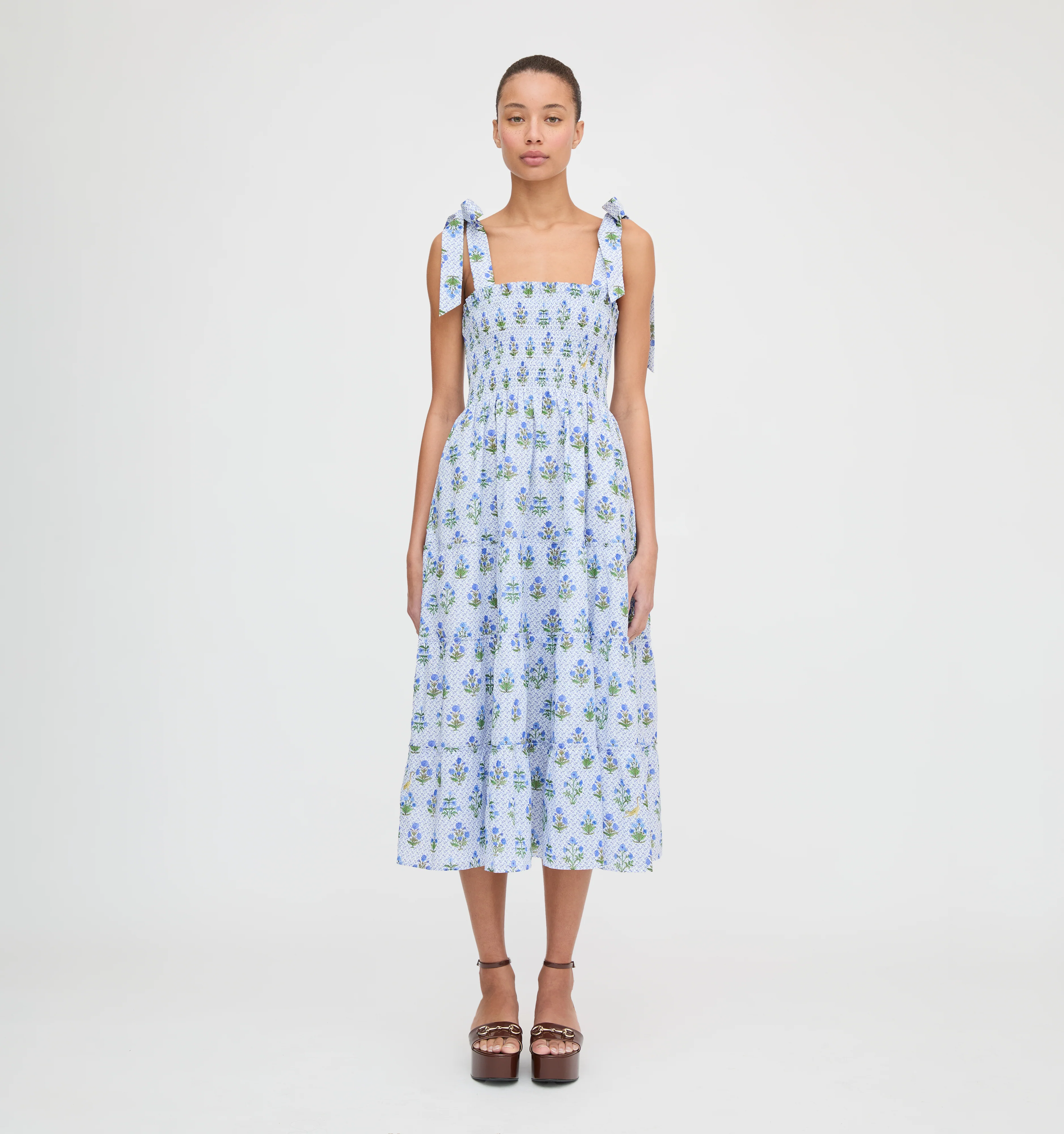 The Ribbon Ellie Nap Dress - Blue Block Print