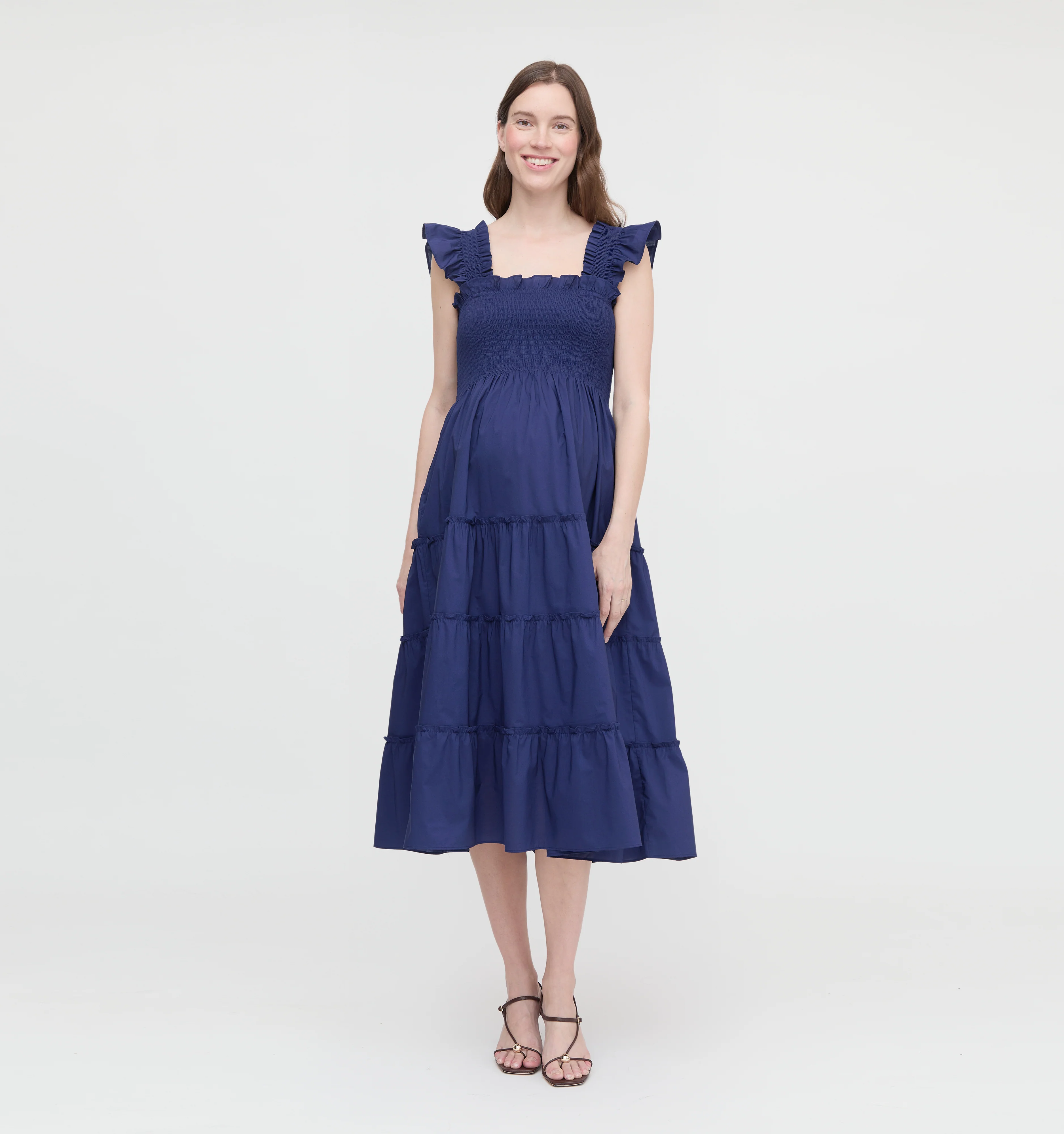 The Maternity Ellie Nap Dress - Navy Cotton