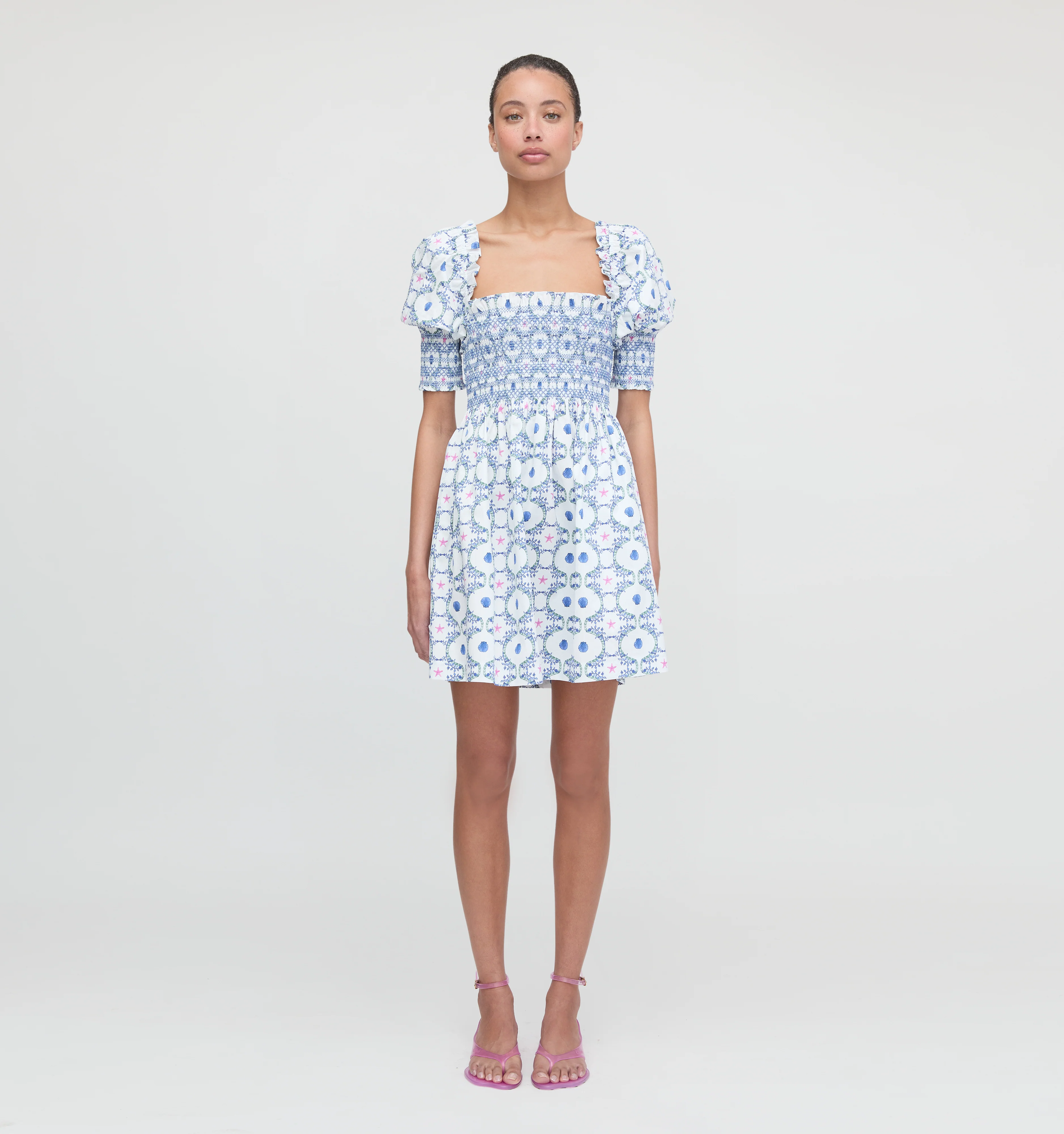 The Lila Nap Dress - White Cisco Trellis