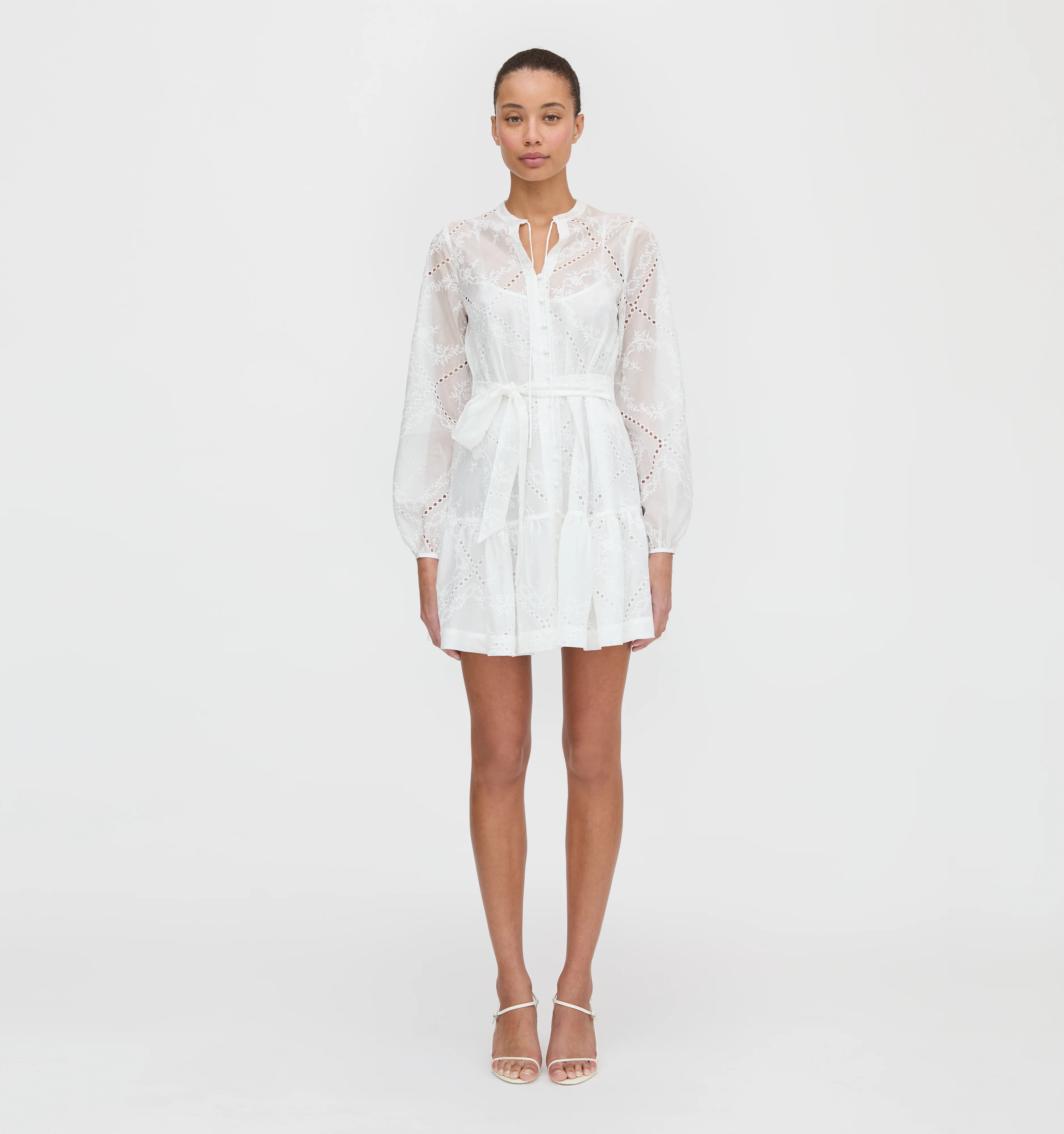 The Yara Mini Dress - White Patchwork Organza