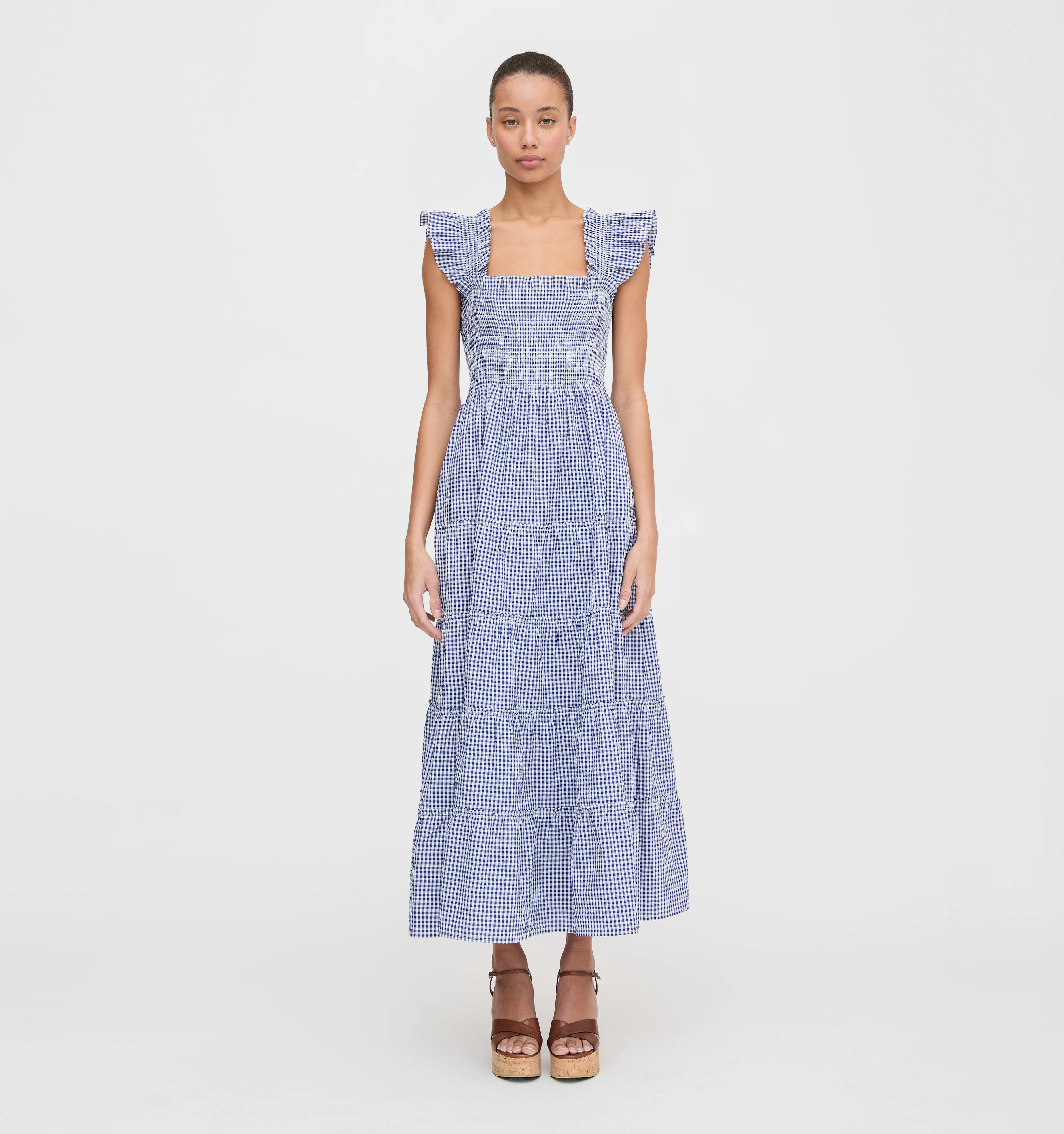 The Ellie Maxi Nap Dress - Navy Gingham