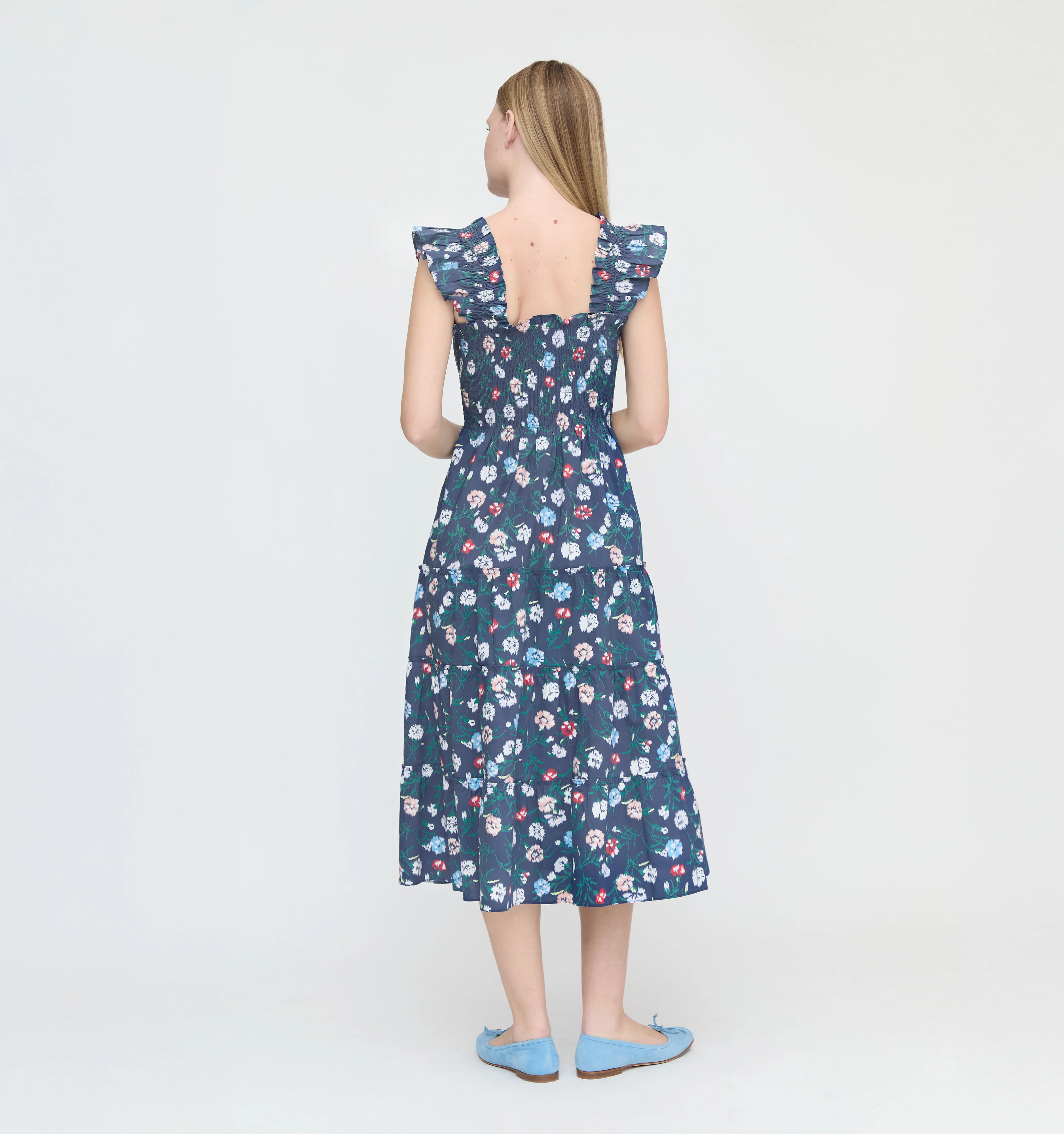 The Ellie Nap Dress - Navy Belgravia Floral Ikat