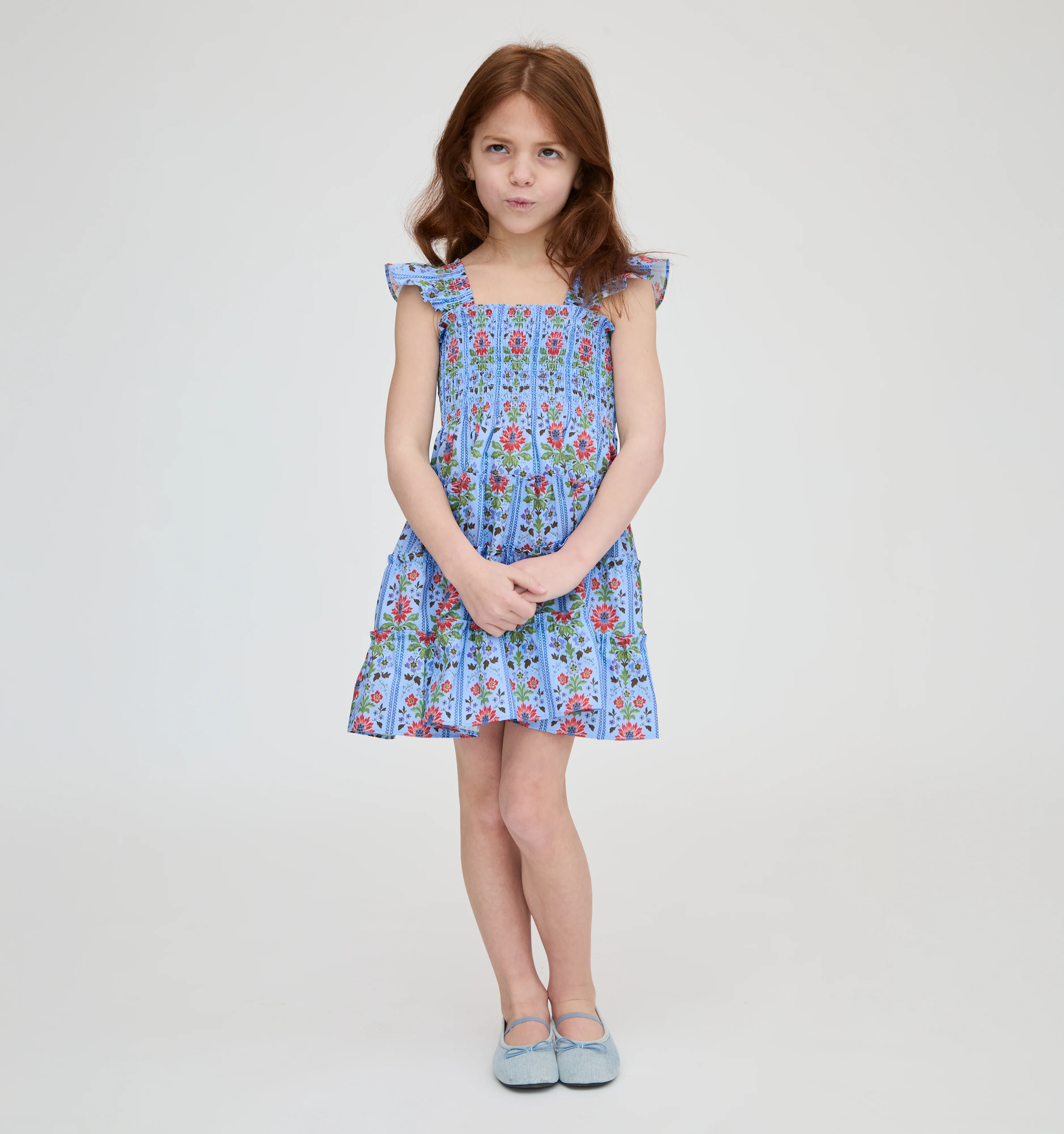 The Tiny Ellie Nap Dress - Blue Floral Block Stripe