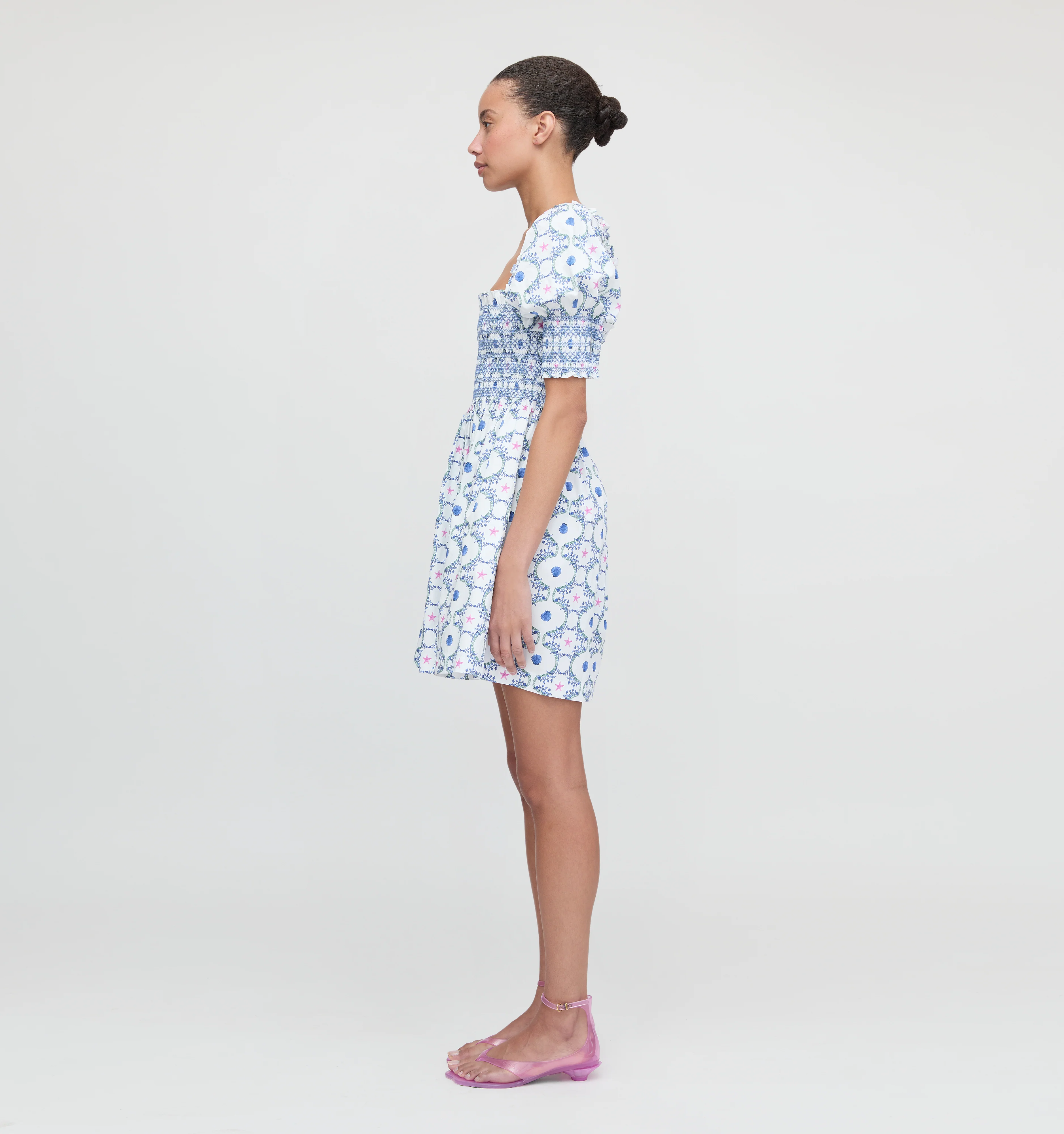 The Lila Nap Dress - White Cisco Trellis