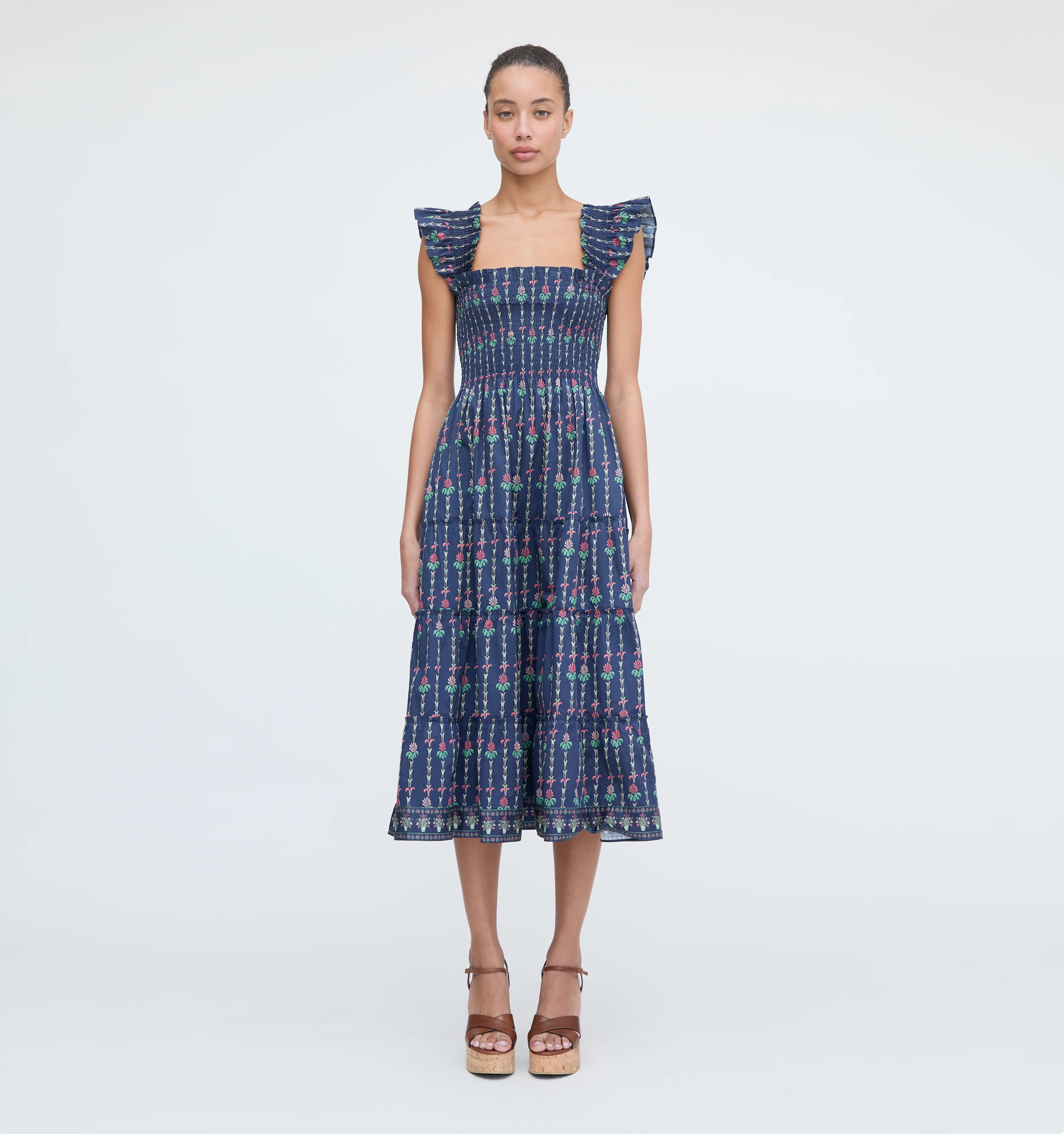 The Ellie Nap Dress - Navy Trailing Fern