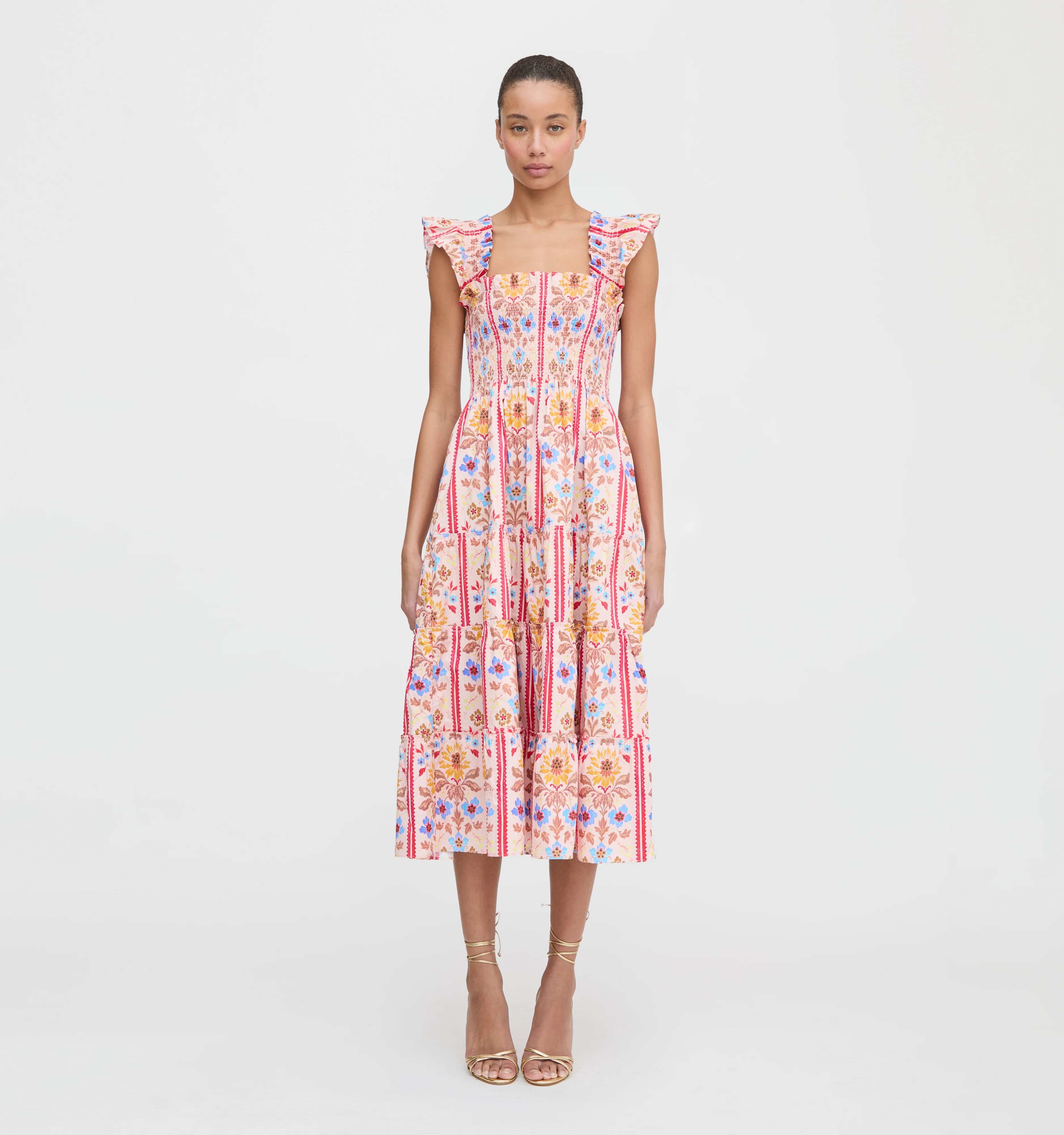 The Ellie Nap Dress - Pink Floral Block Stripe