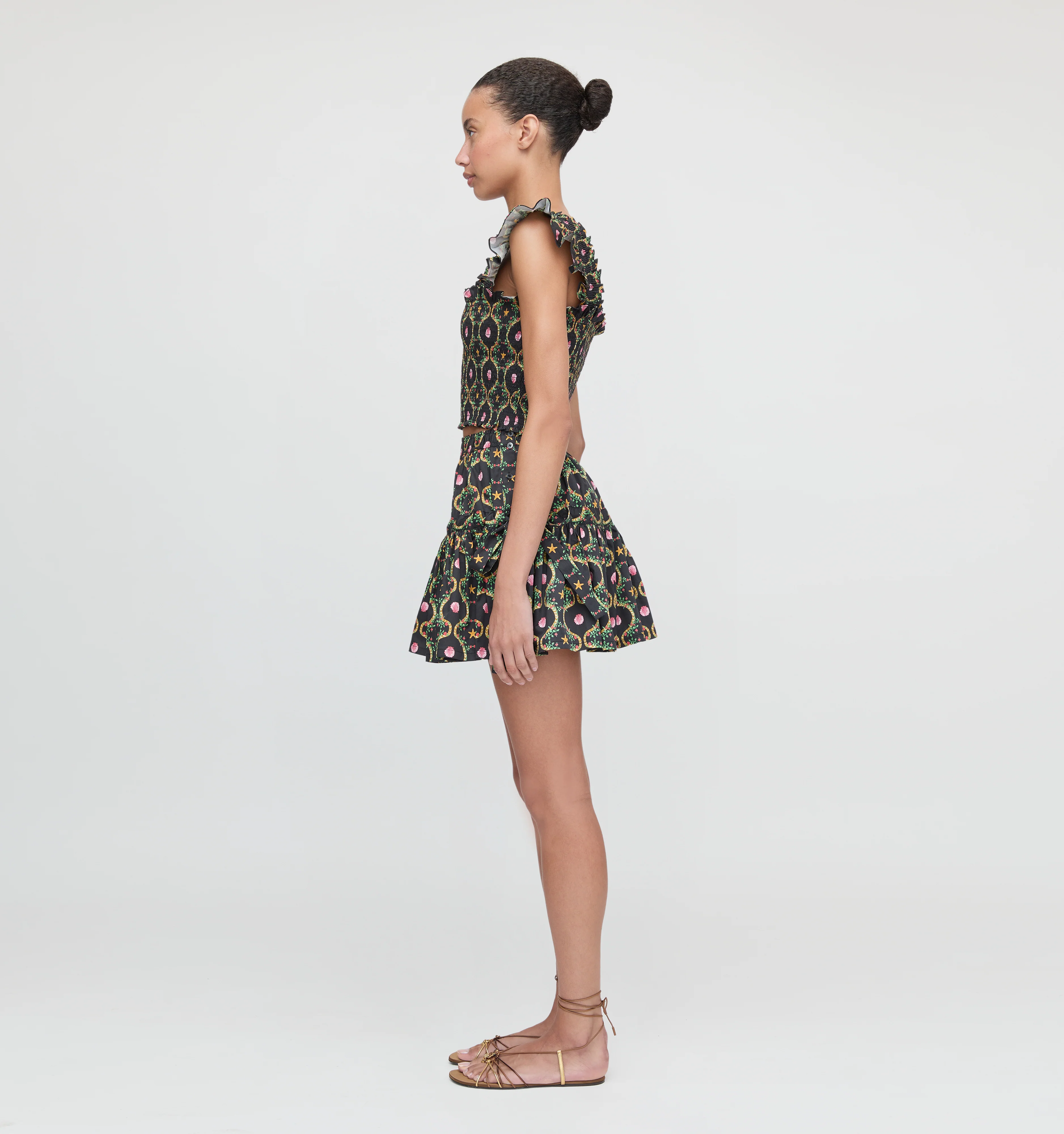 The Chelsea Skirt - Black Cisco Trellis