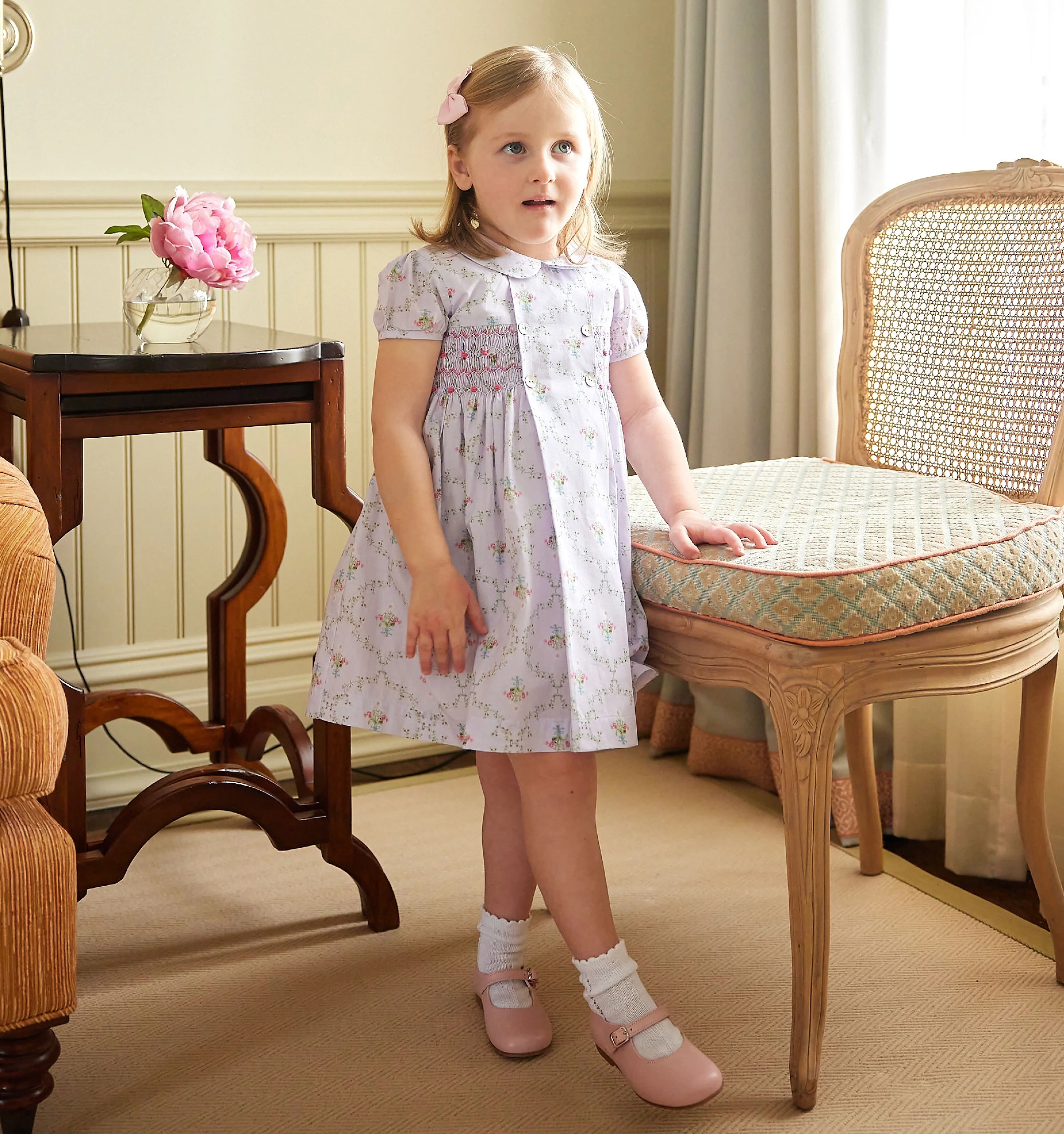 The Hill House x La Coqueta Arcadia Dress - Lilac Trellis