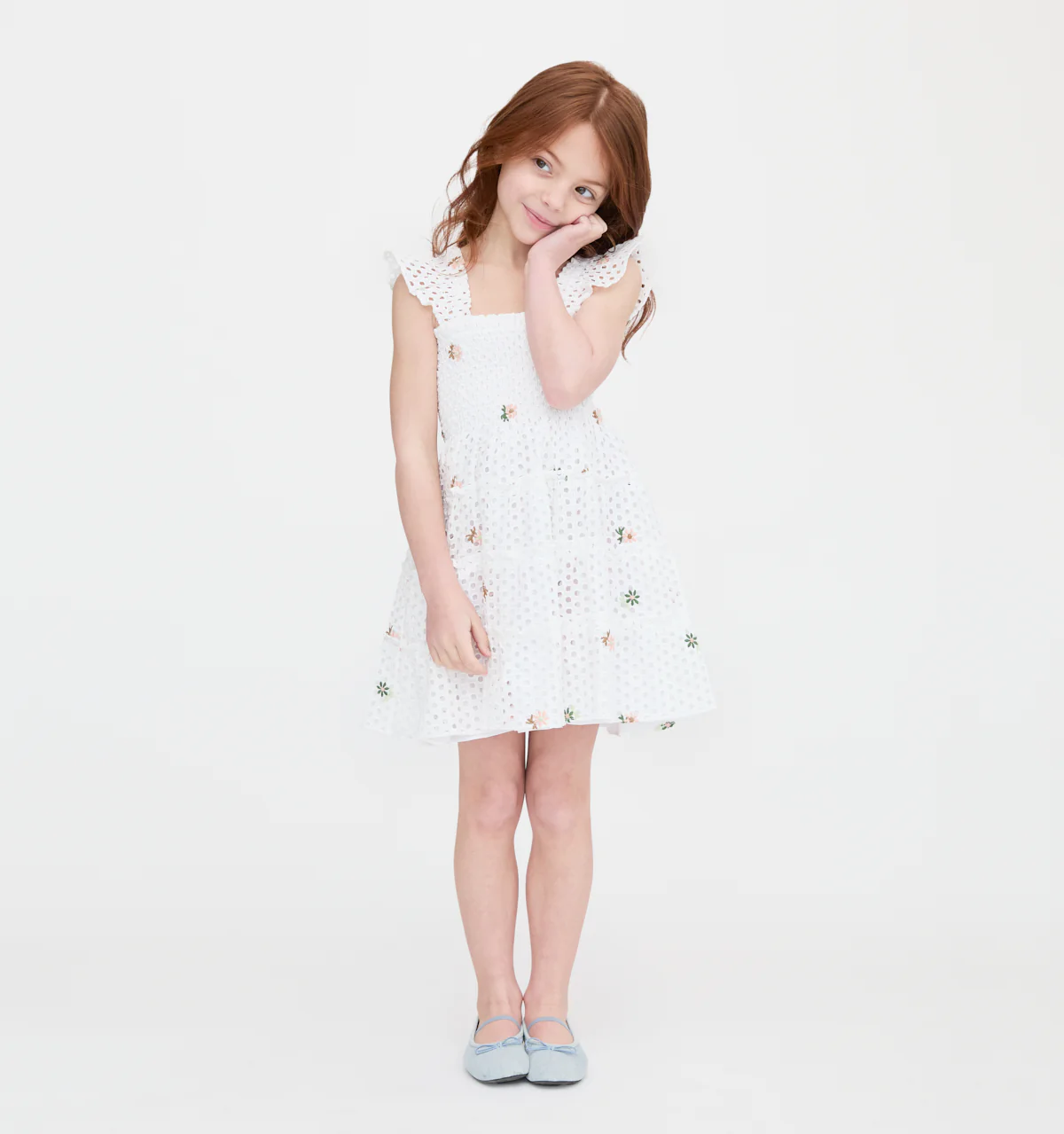 The Tiny Ellie Nap Dress - White Daisy Eyelet
