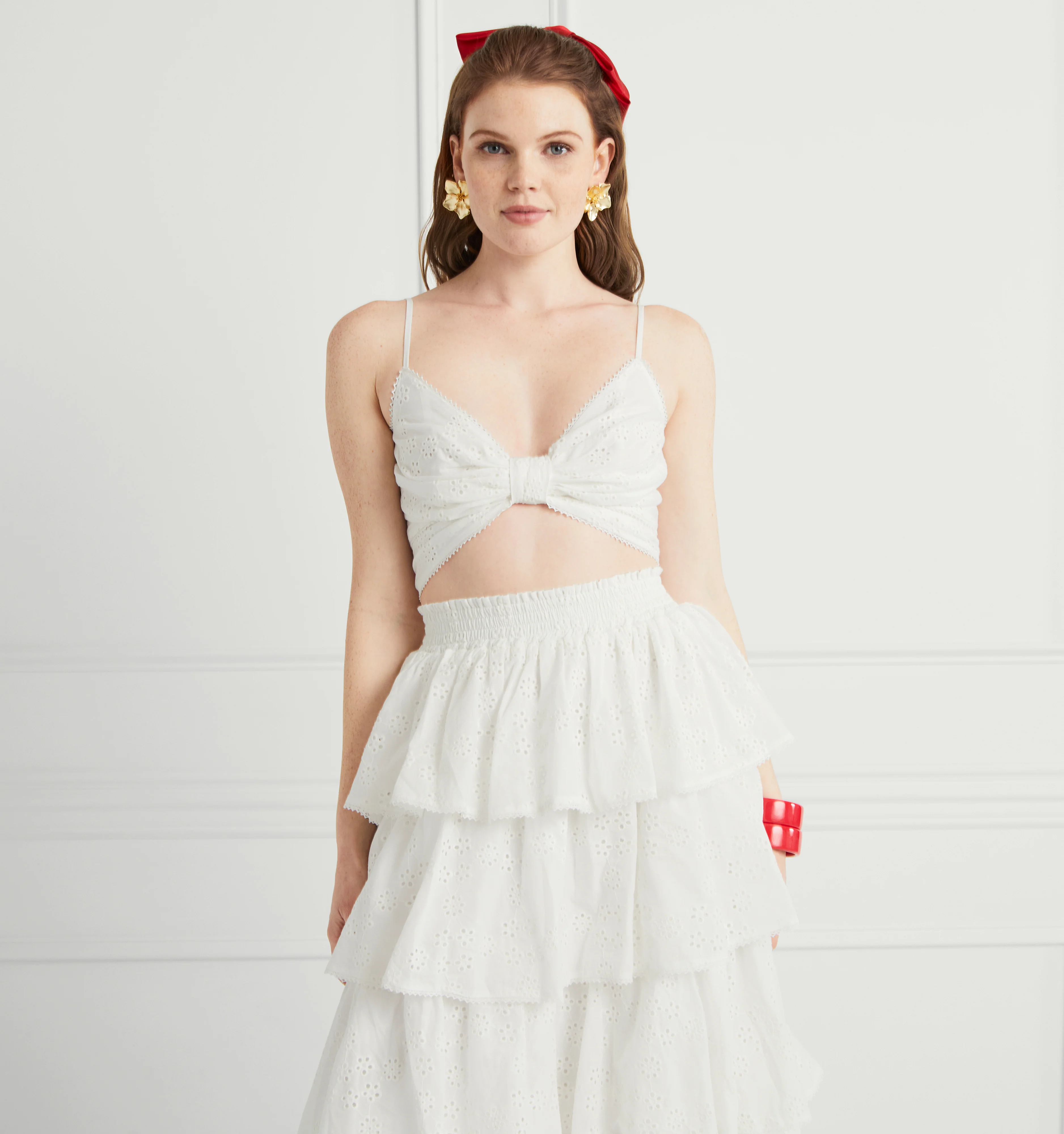 The Eyelet Celine Top - White