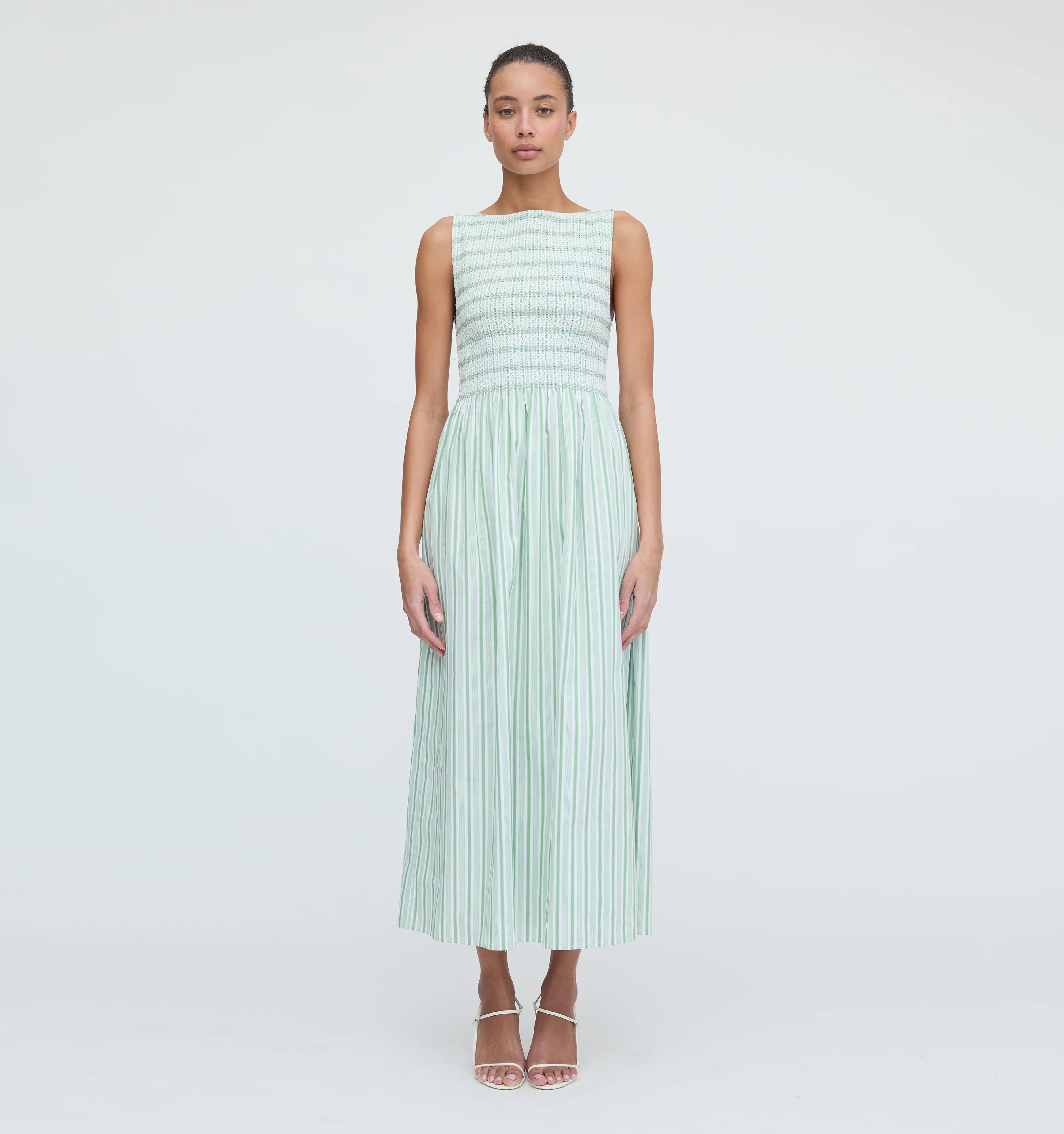The Cosima Nap Dress - Apple Green Stripe