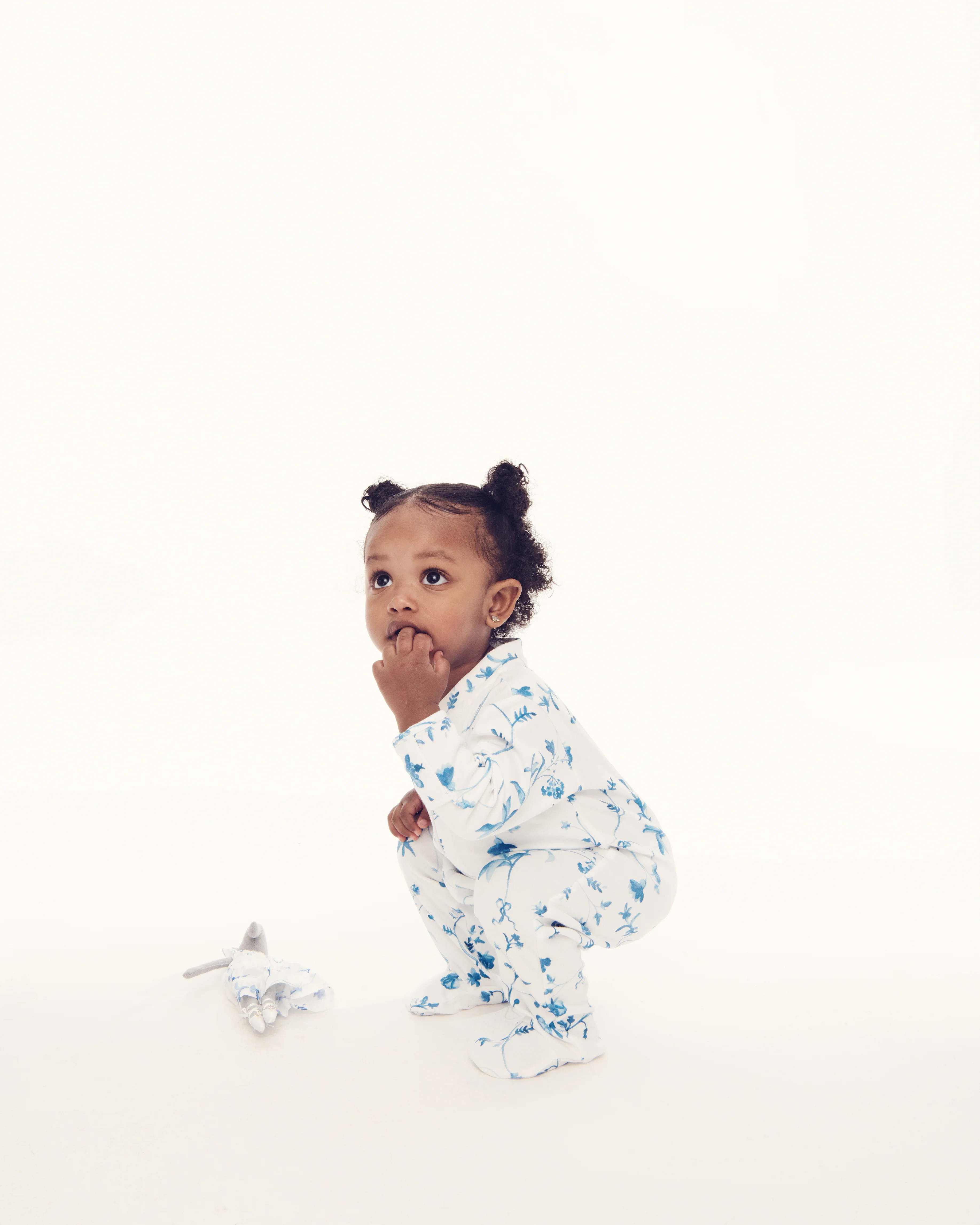 The Footie Pajama - Blue Botanical