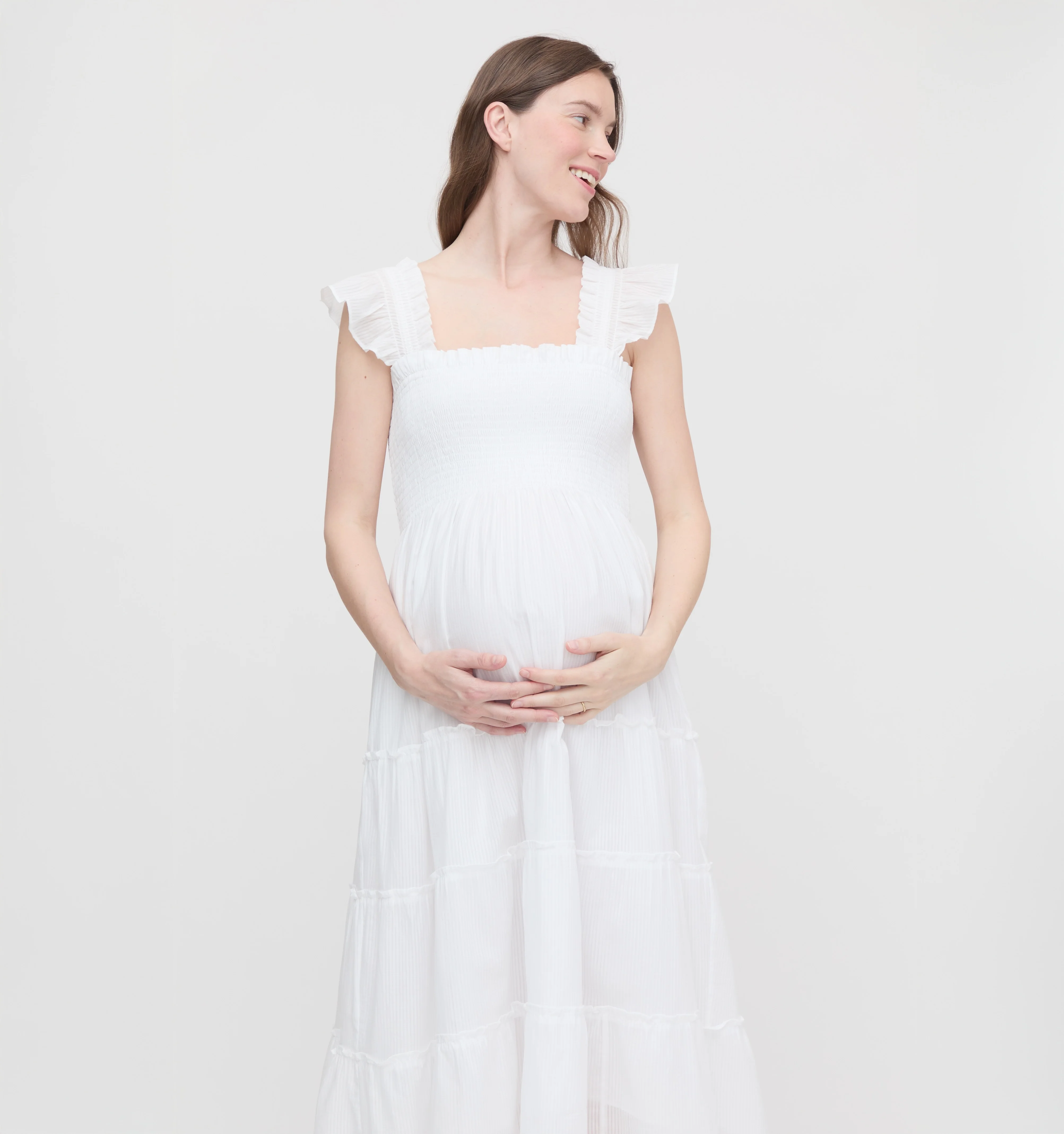 The Maternity Ellie Nap Dress - White Shadow Stripe
