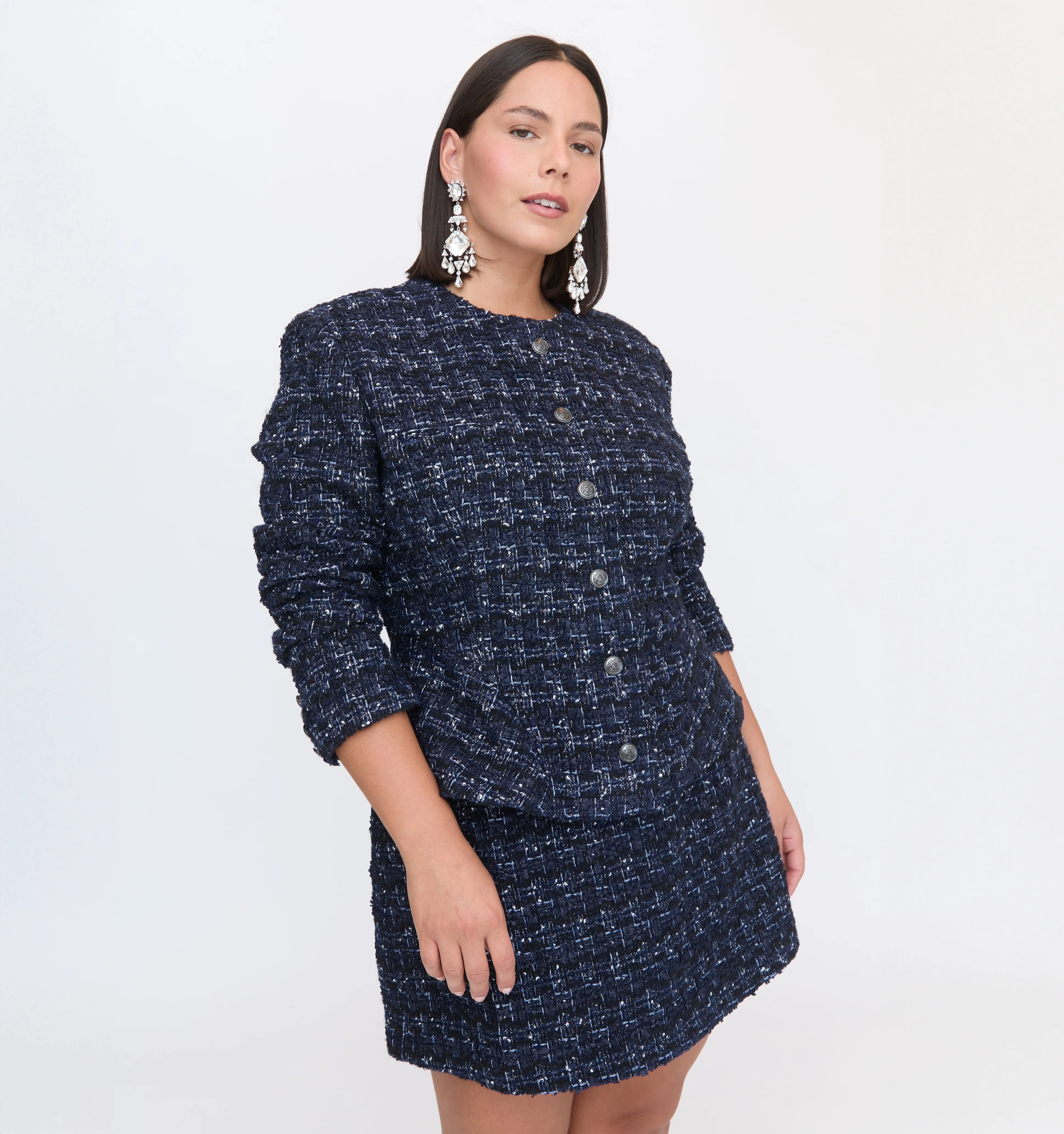 The Hallie Skirt - Navy Tweed