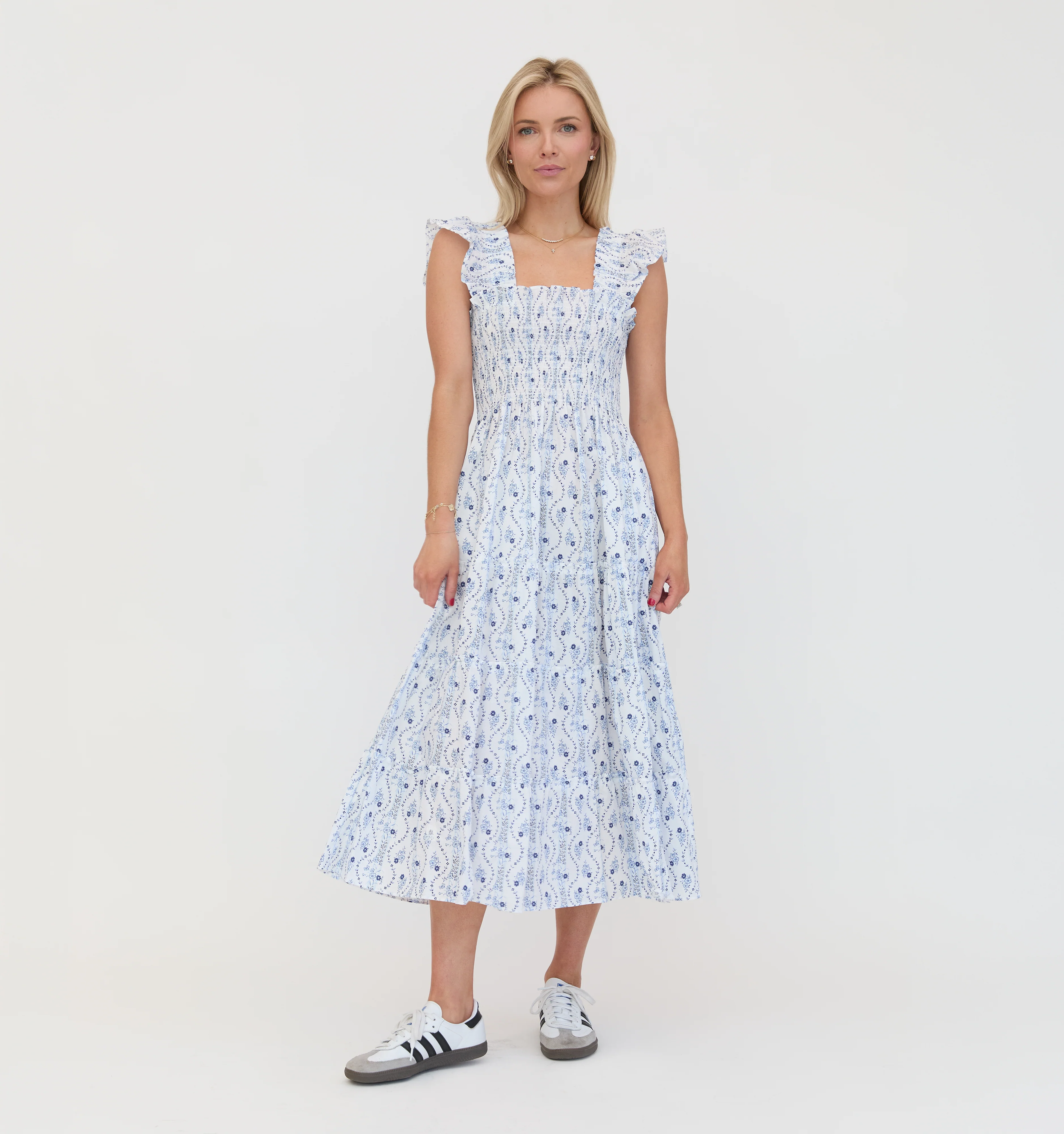 The Ellie Nap Dress - Blue Vine Stripe