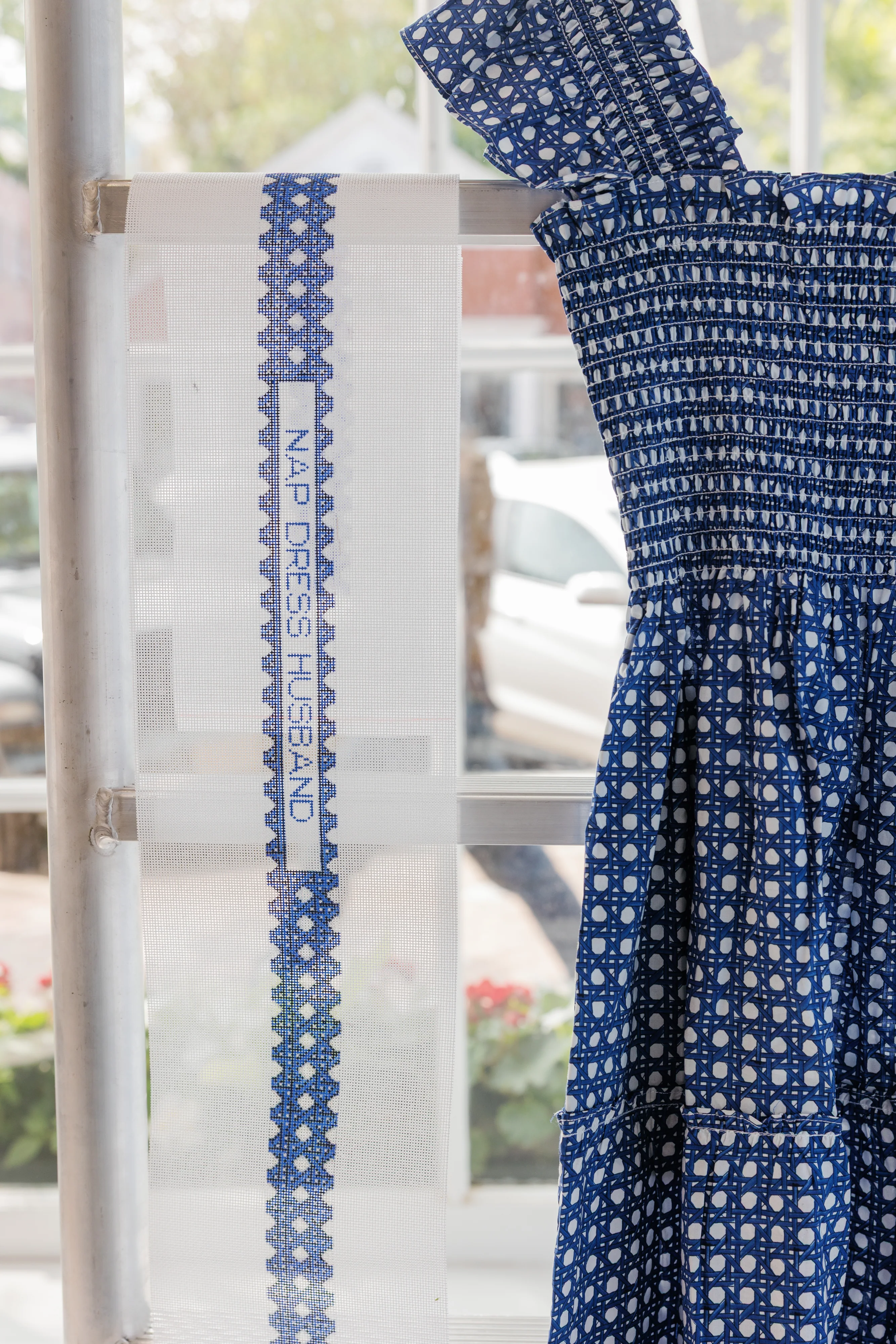 The Hill House x Erica Wilson Nap Dress Husband Belt Canvas - Navy Basketweave