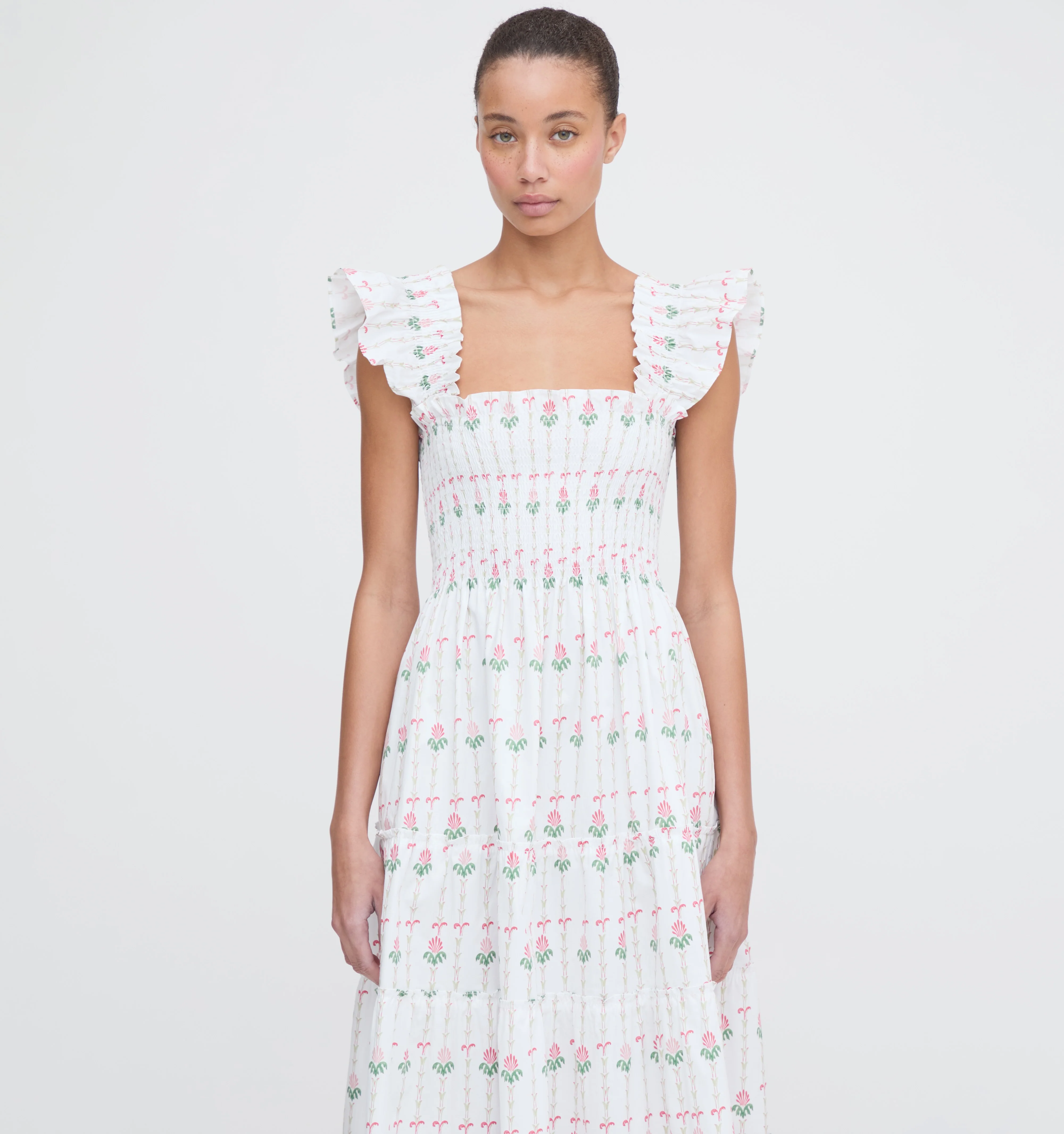 The Ellie Nap Dress - White Trailing Fern