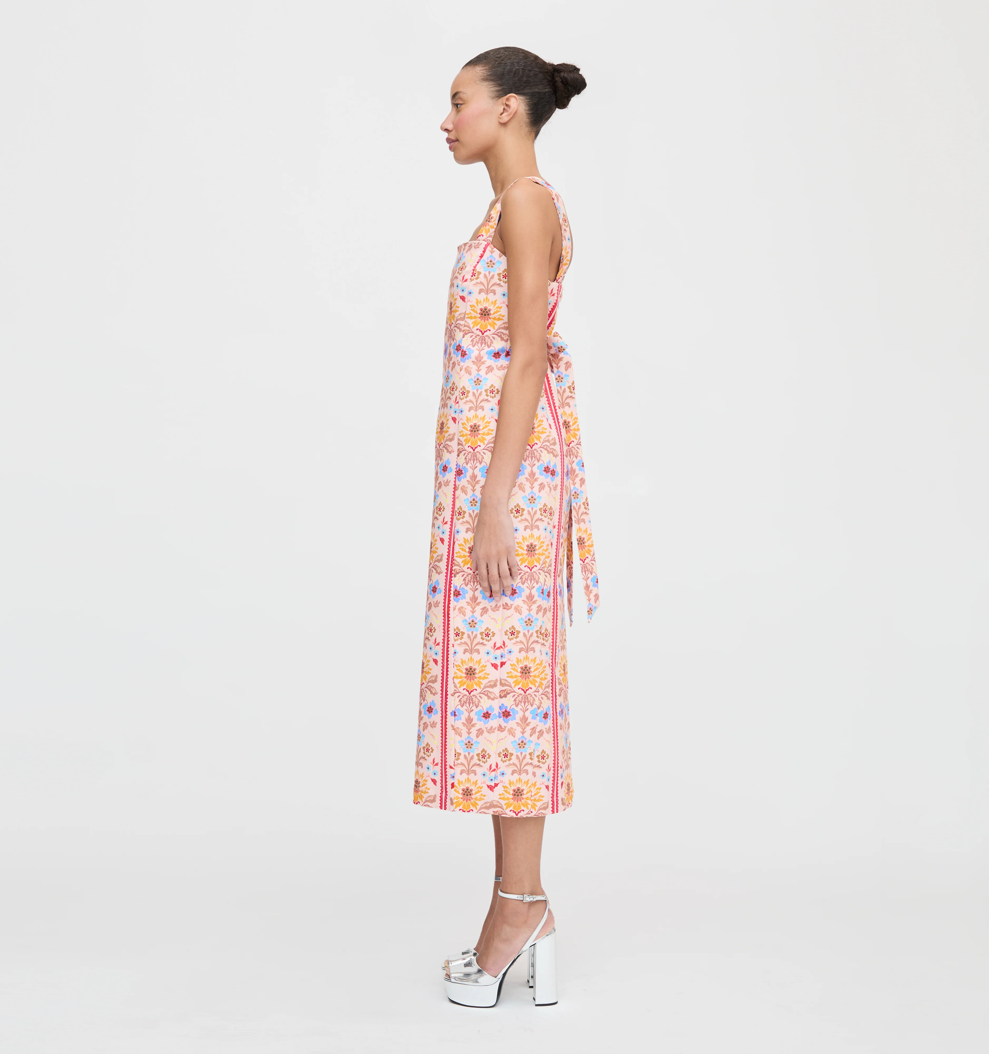 The Iris Dress - Pink Floral Block Stripe